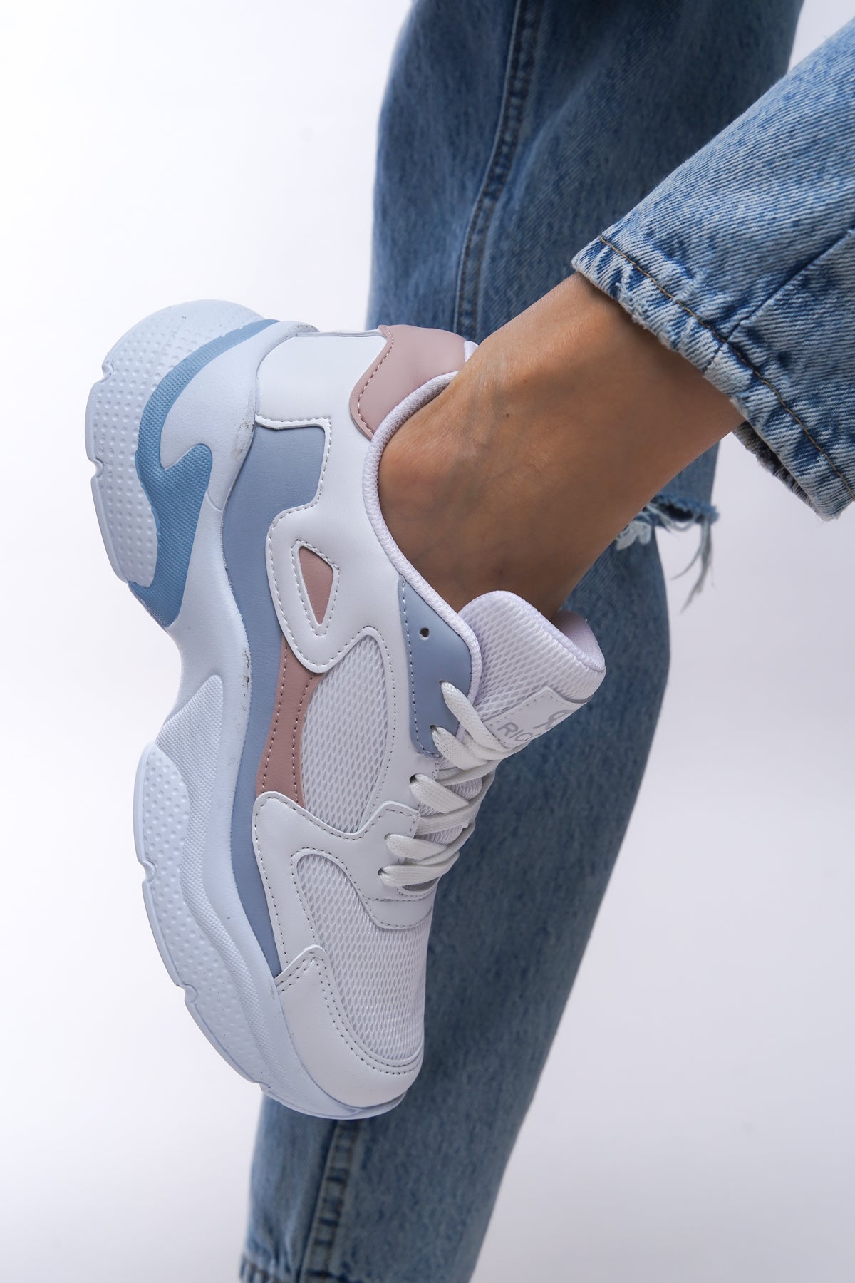 Riccon Kadın Sneaker 0012152 Beyaz Pudra Mavi - Riccon
