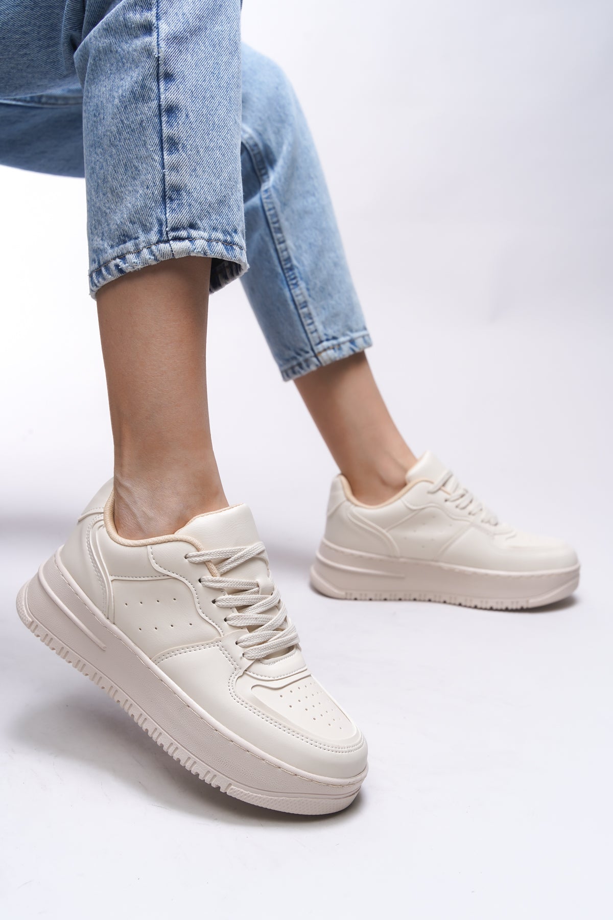Riccon Kadın Sneaker 0012255 Bej - Riccon