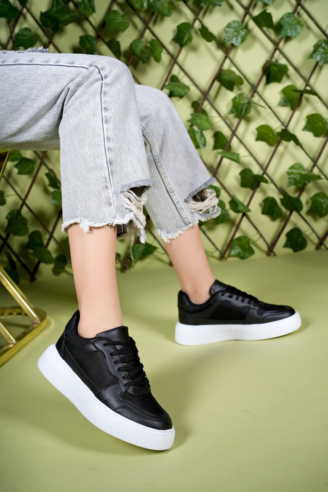 Riccon Kadın Sneaker 0012339 Siyah Beyaz - Riccon