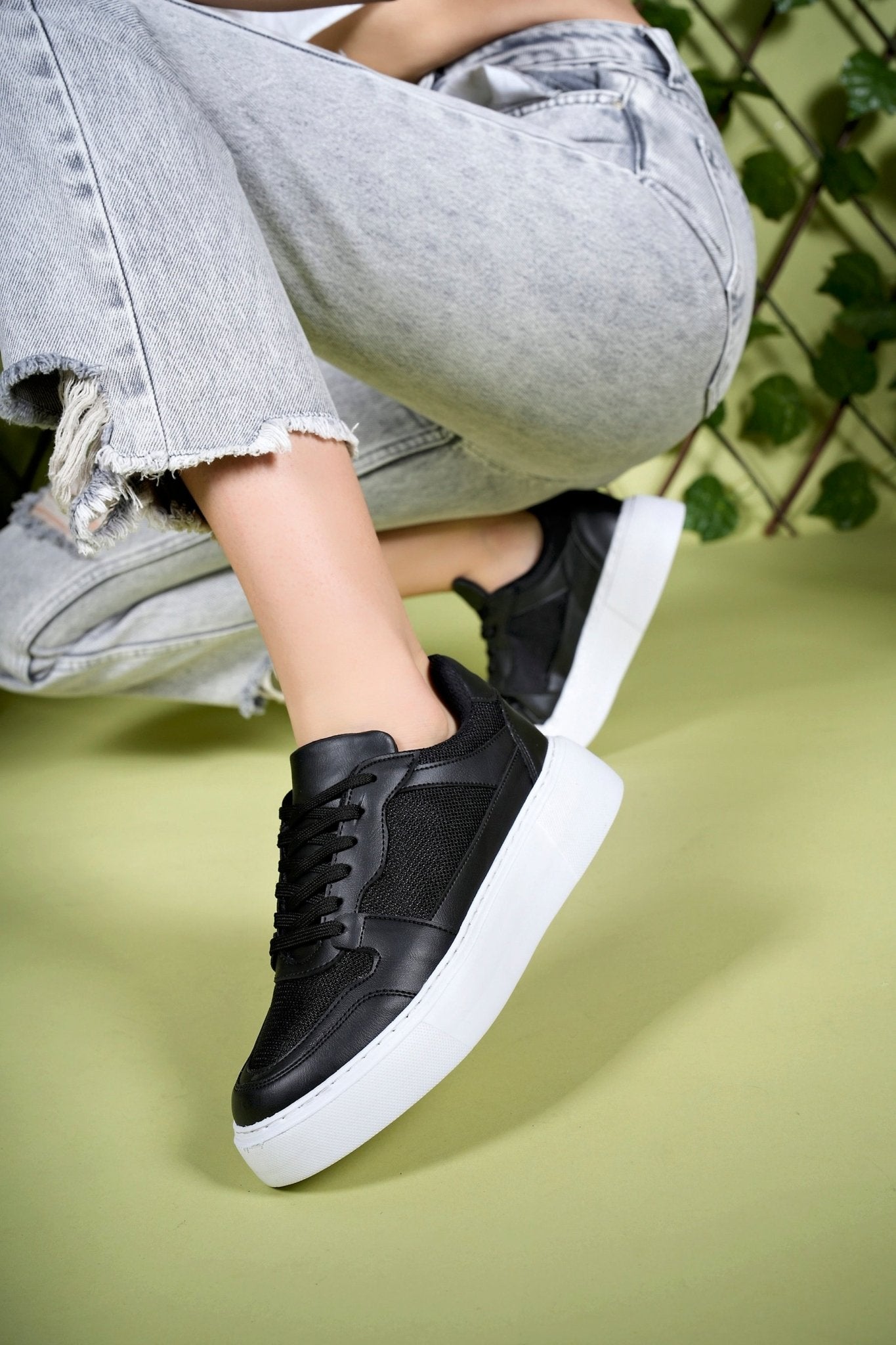 Riccon Kadın Sneaker 0012339 Siyah Beyaz - Riccon