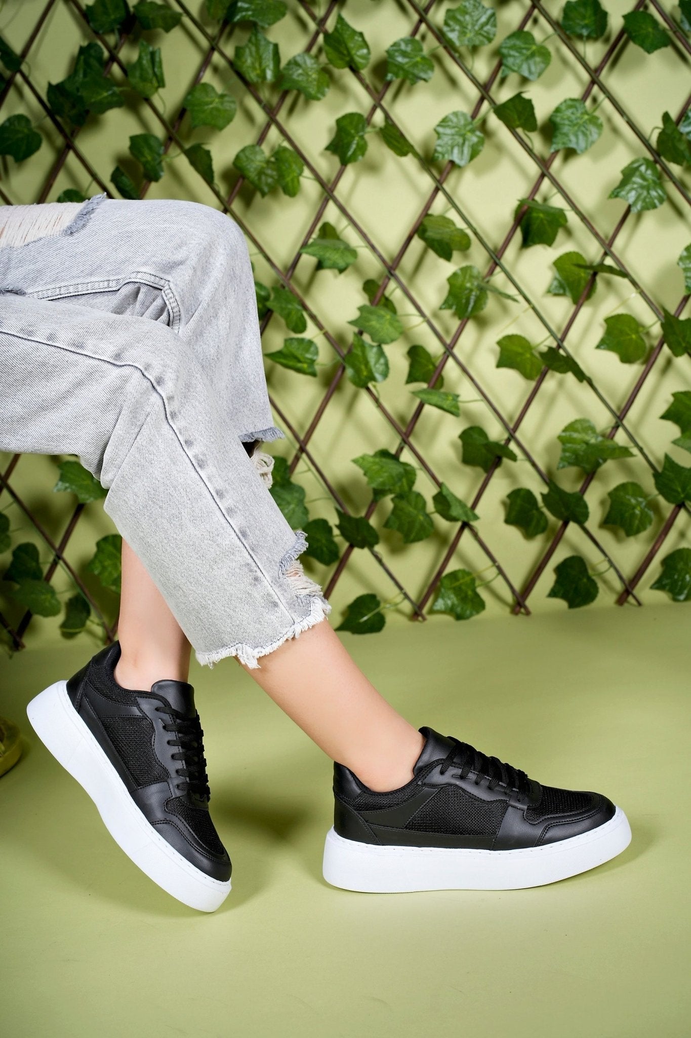 Riccon Kadın Sneaker 0012339 Siyah Beyaz - Riccon