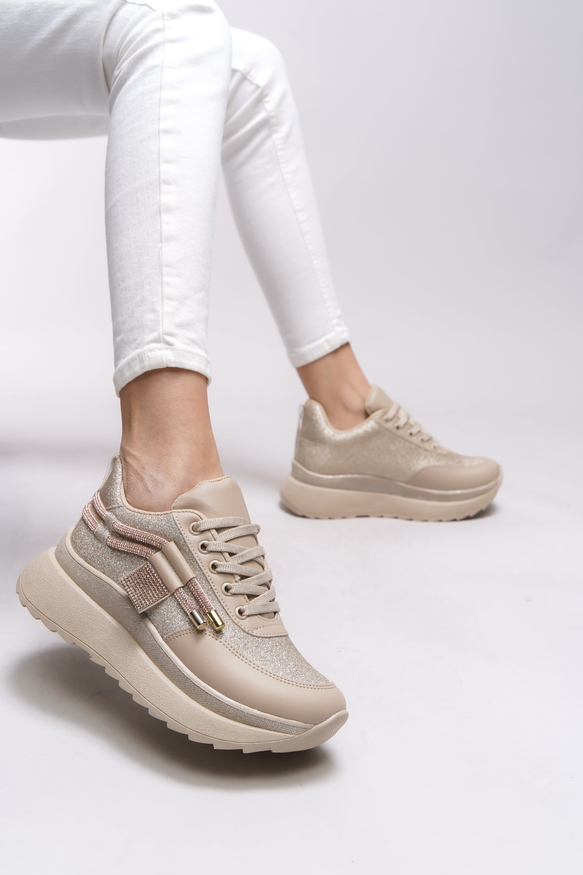 Riccon Lesreene Kadın Sneaker 0012220s Bej - Riccon