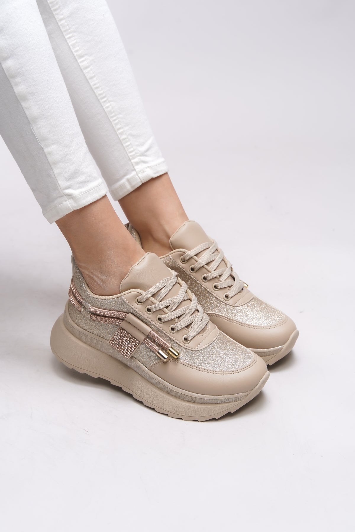 Riccon Lesreene Kadın Sneaker 0012220s Bej - Riccon