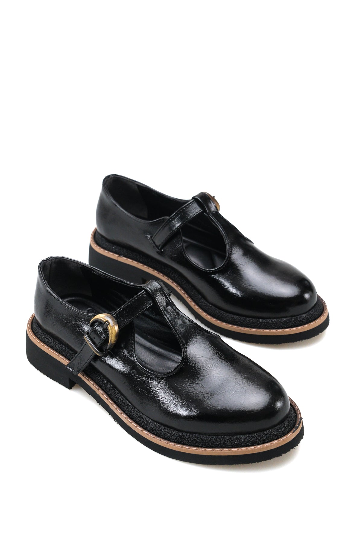 Riccon Luna Aria Kadın Loafer 0012509 Siyah Kırışık Rugan