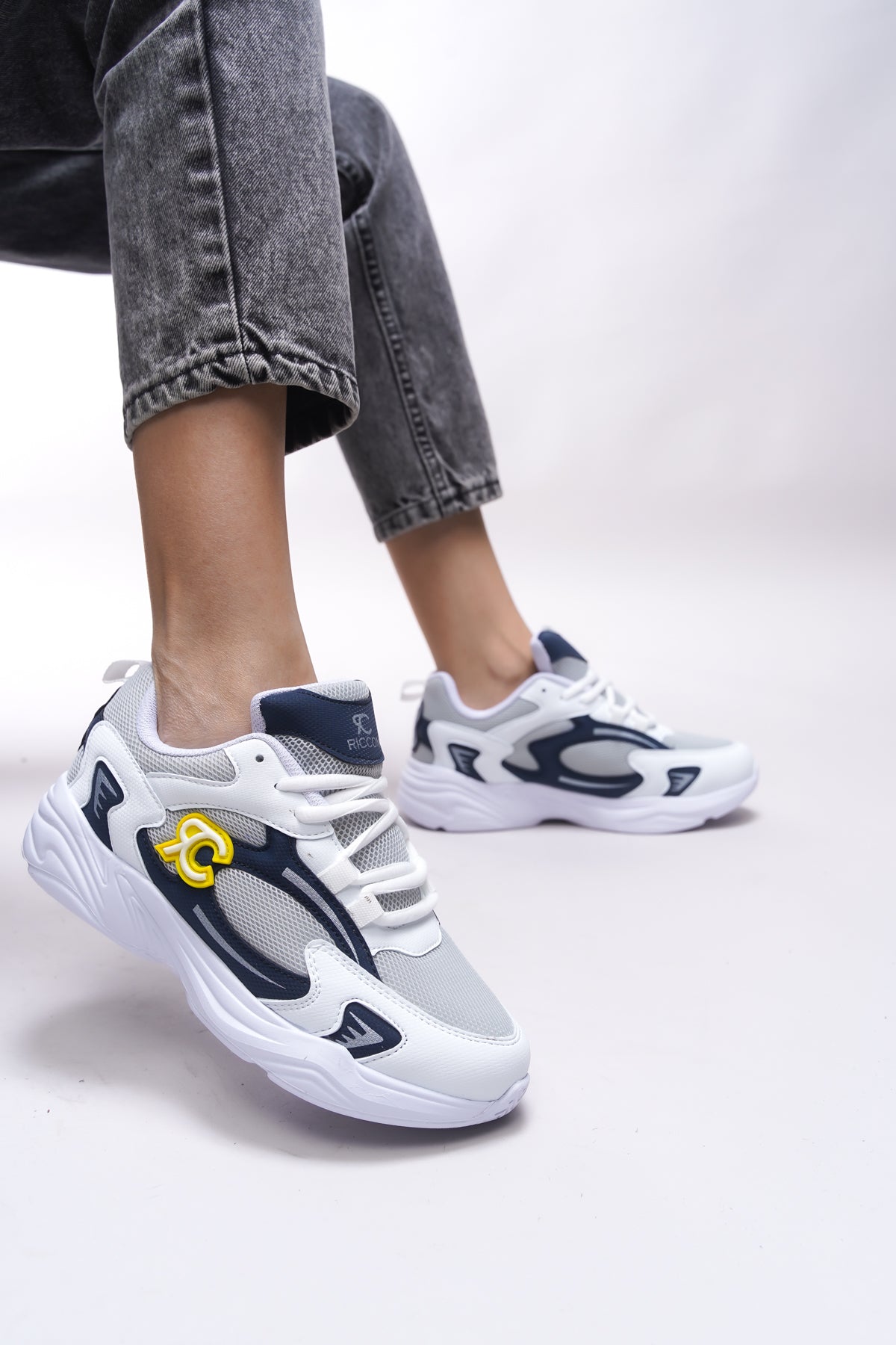Riccon Niknaith Unisex Sneaker 0012725 Beyaz Lacivert - Riccon