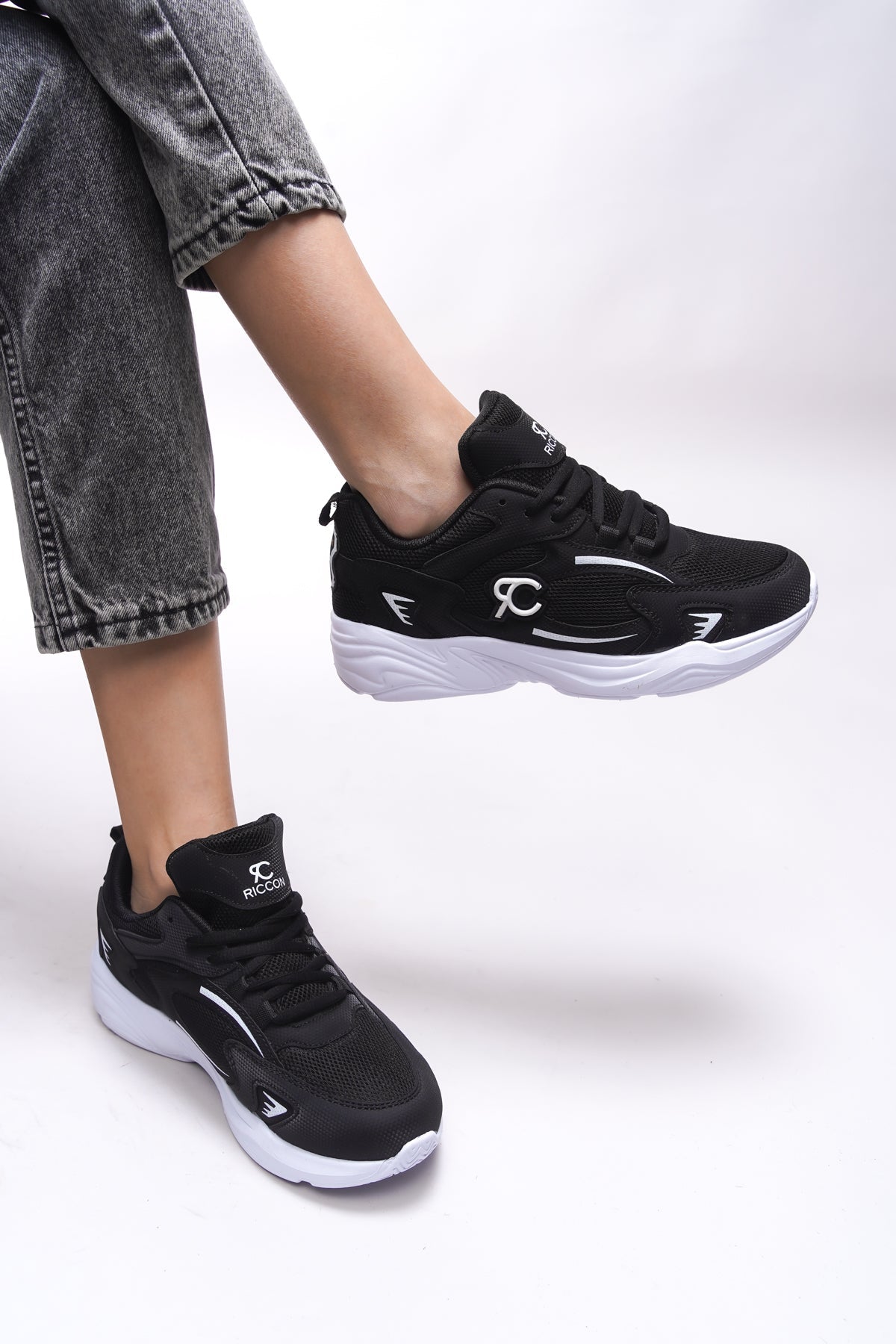 Riccon Niknaith Unisex Sneaker 0012725 Siyah Beyaz - Riccon