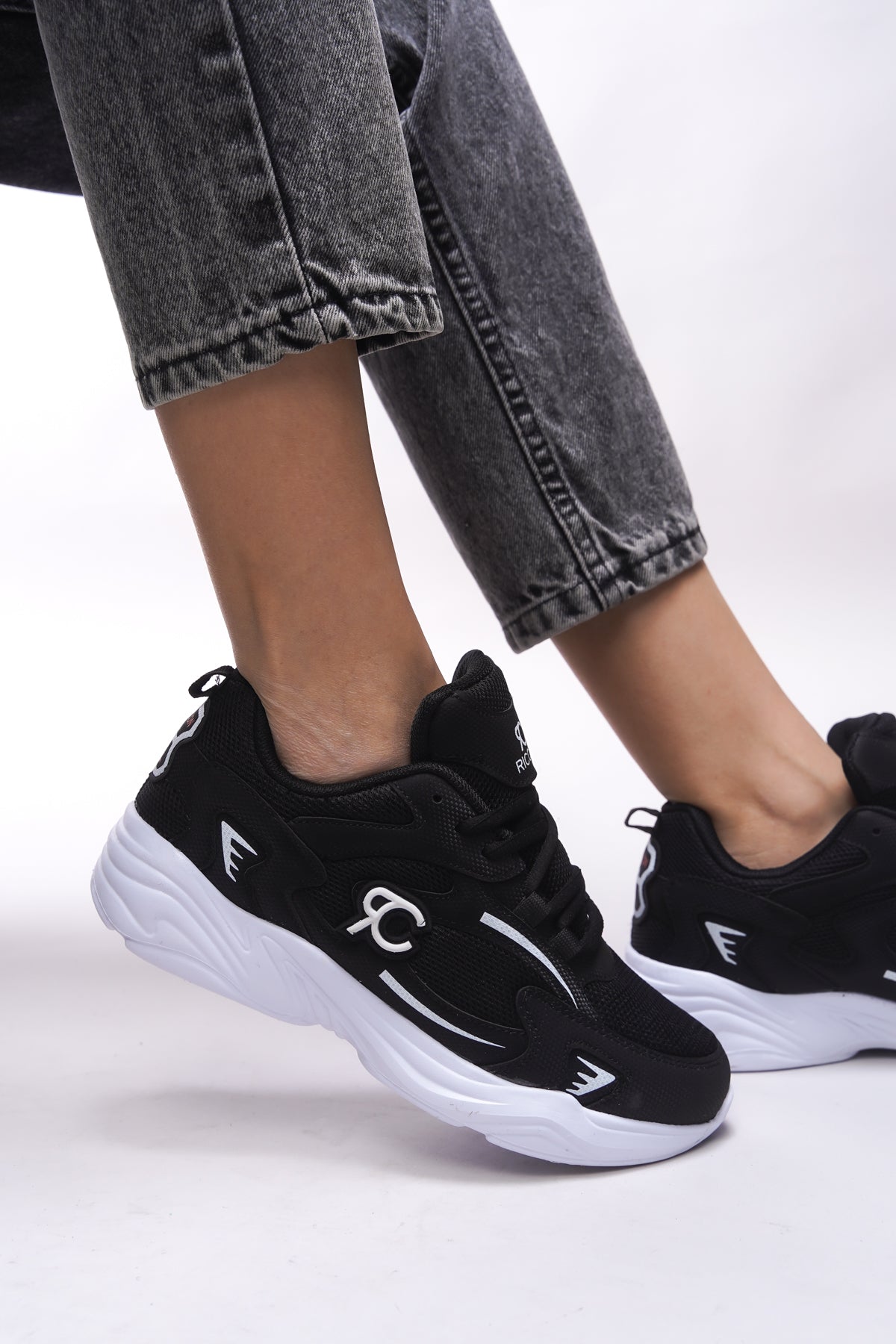 Riccon Niknaith Unisex Sneaker 0012725 Siyah Beyaz - Riccon