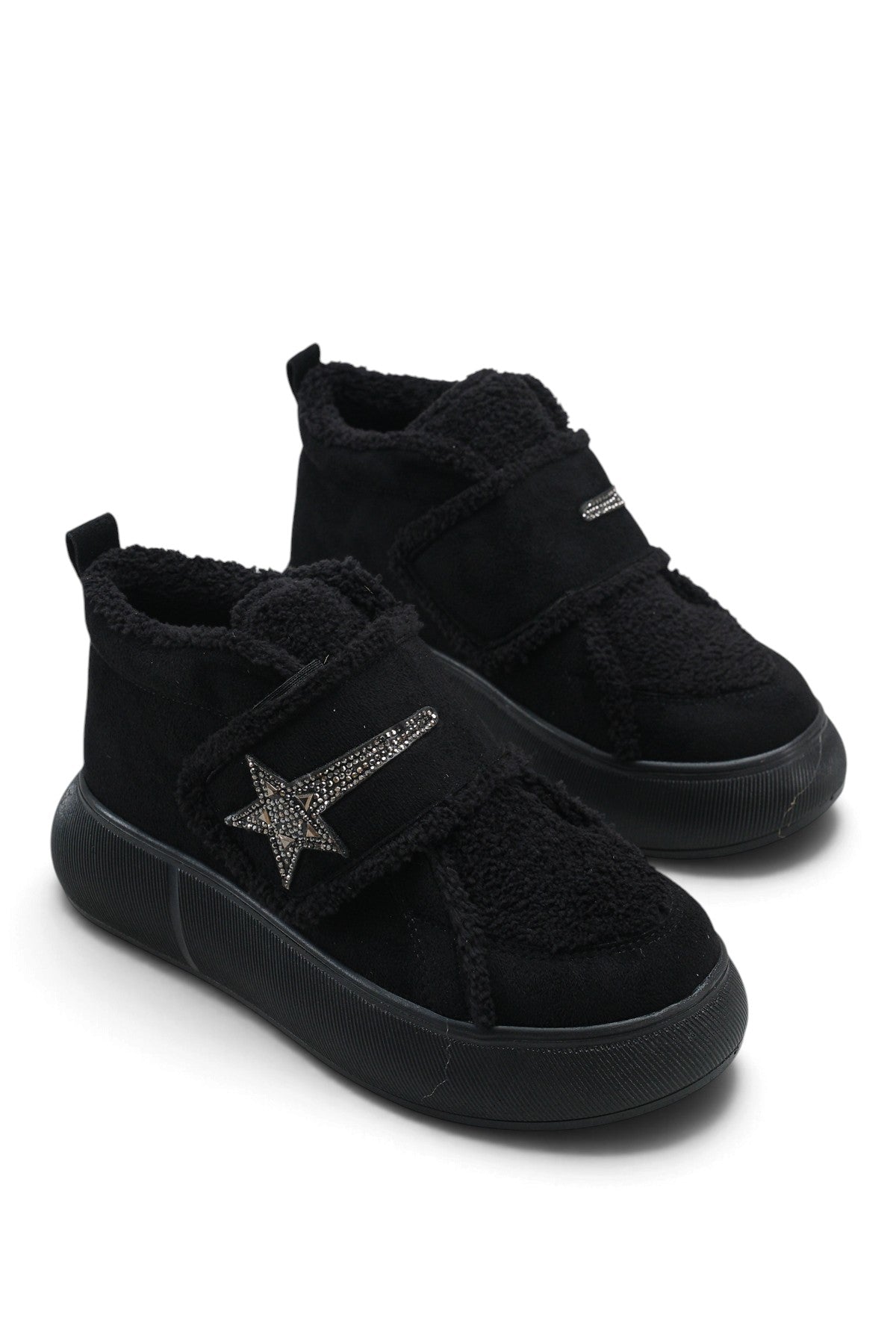 Riccon Nova Gioia Kadın Sneaker Bot 0012945 Siyah Siyah Kürklü