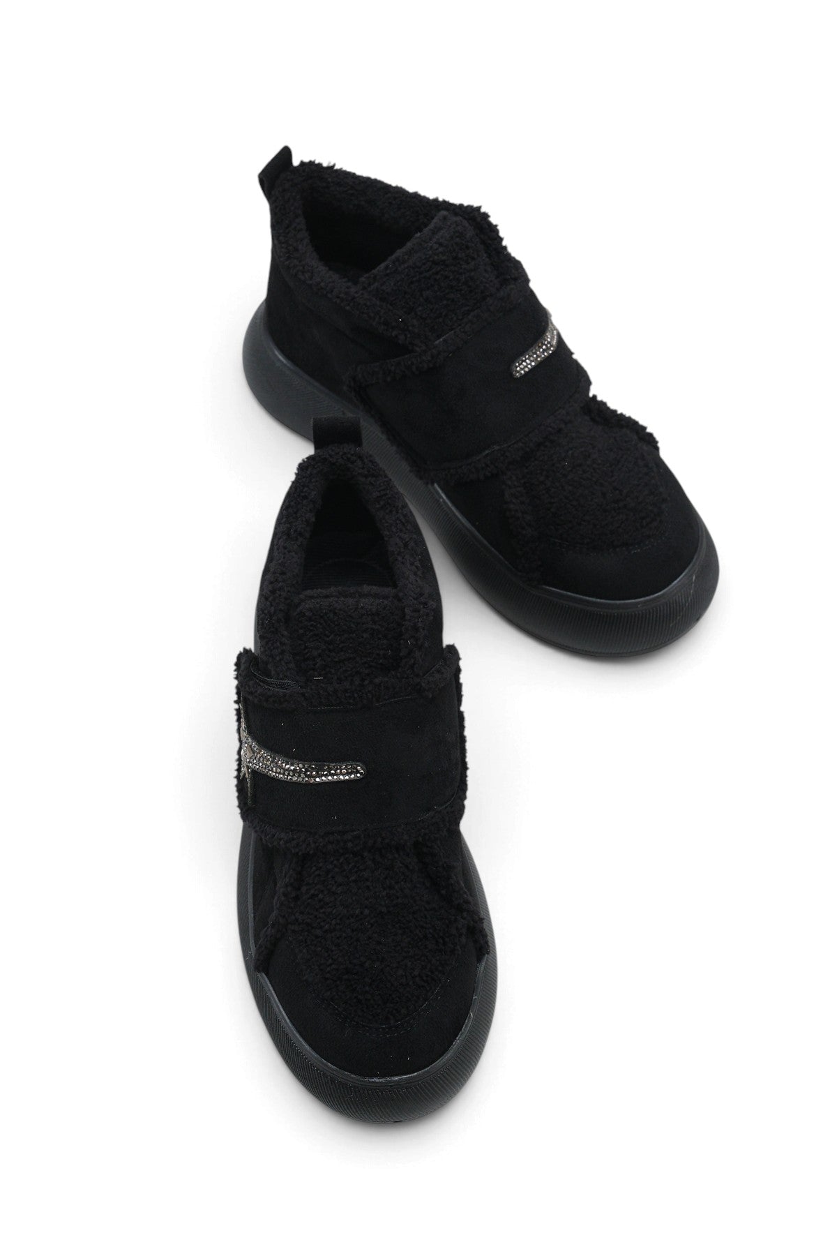 Riccon Nova Gioia Kadın Sneaker Bot 0012945 Siyah Siyah Kürklü