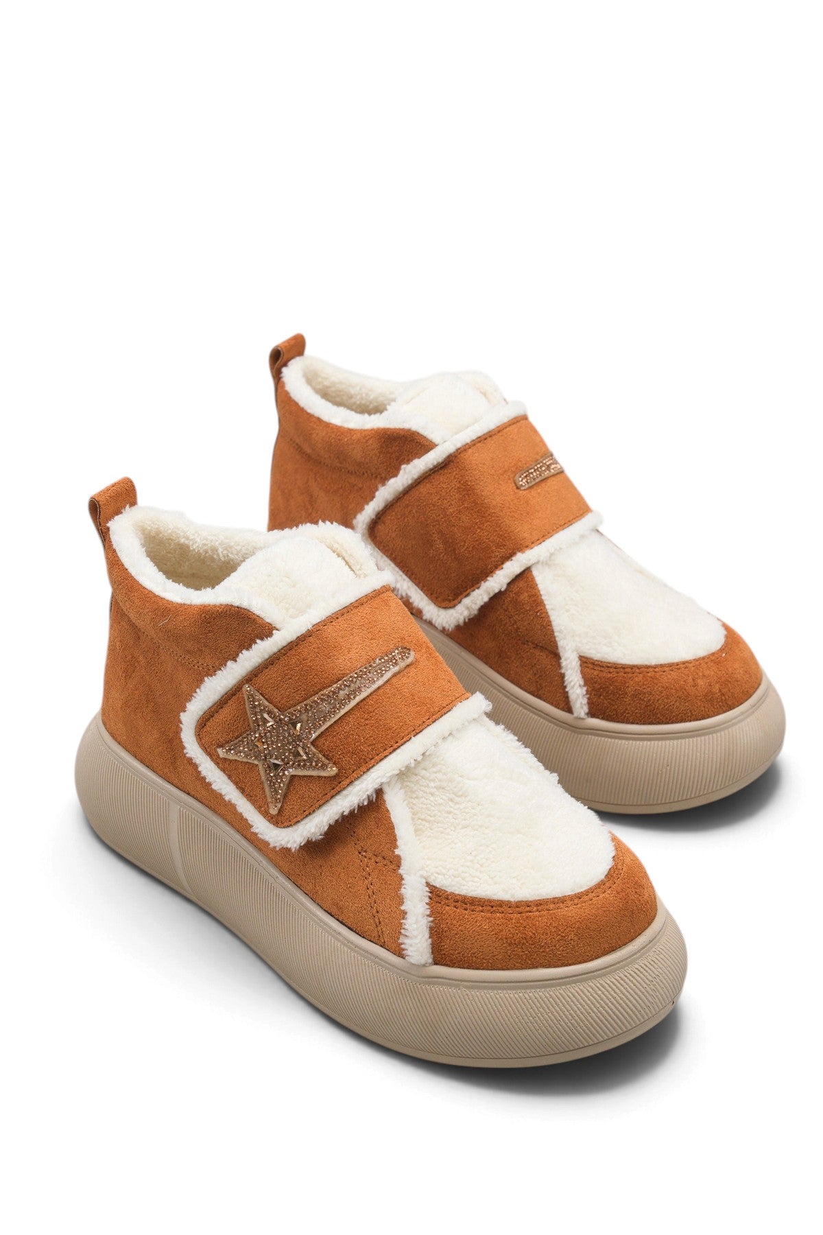 Riccon Nova Gioia Kadın Sneaker Bot 0012945 Taba Bej Kürklü