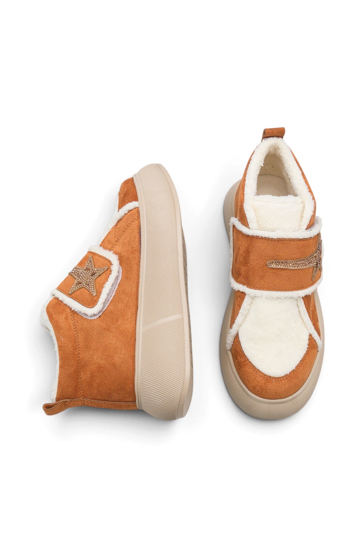 Riccon Nova Gioia Kadın Sneaker Bot 0012945 Taba Bej Kürklü