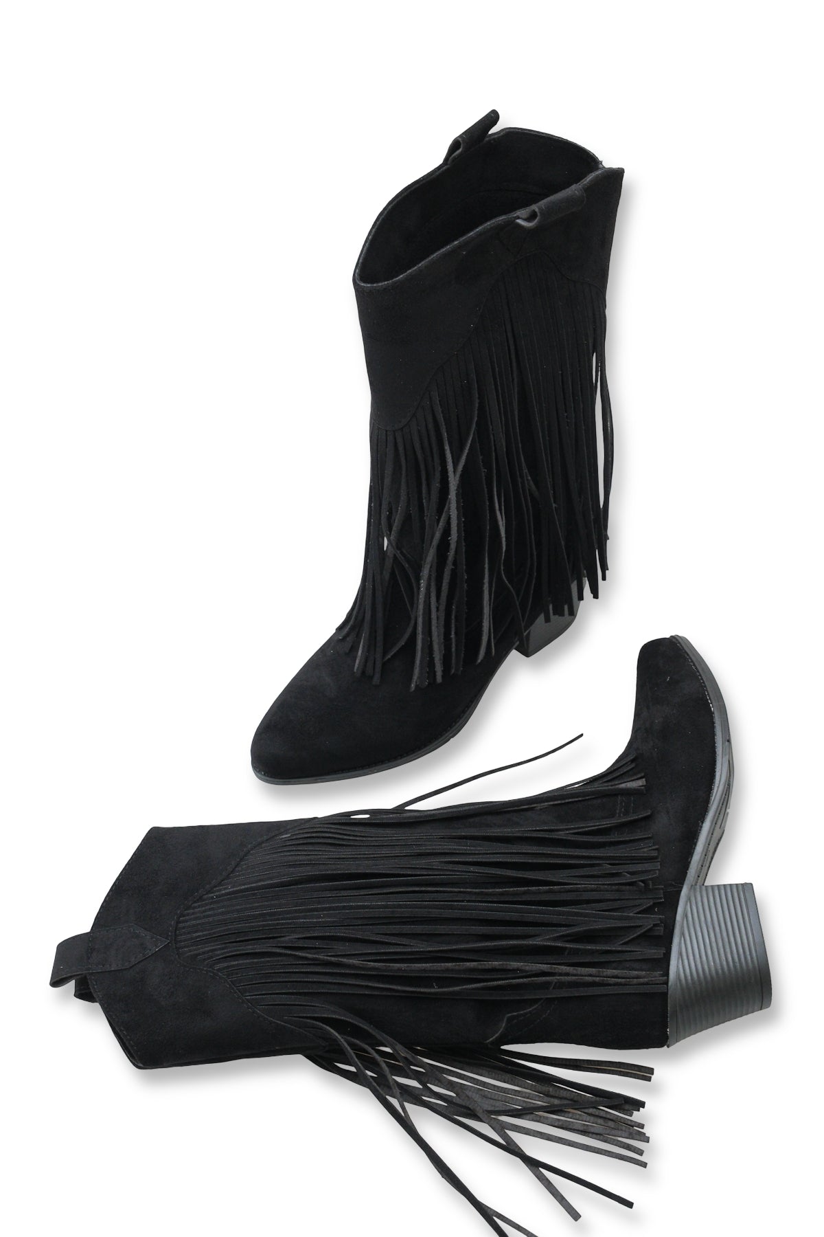 Riccon Phoebe Diva Kadın Püsküllü Western Çizme 0012897 Siyah Süet