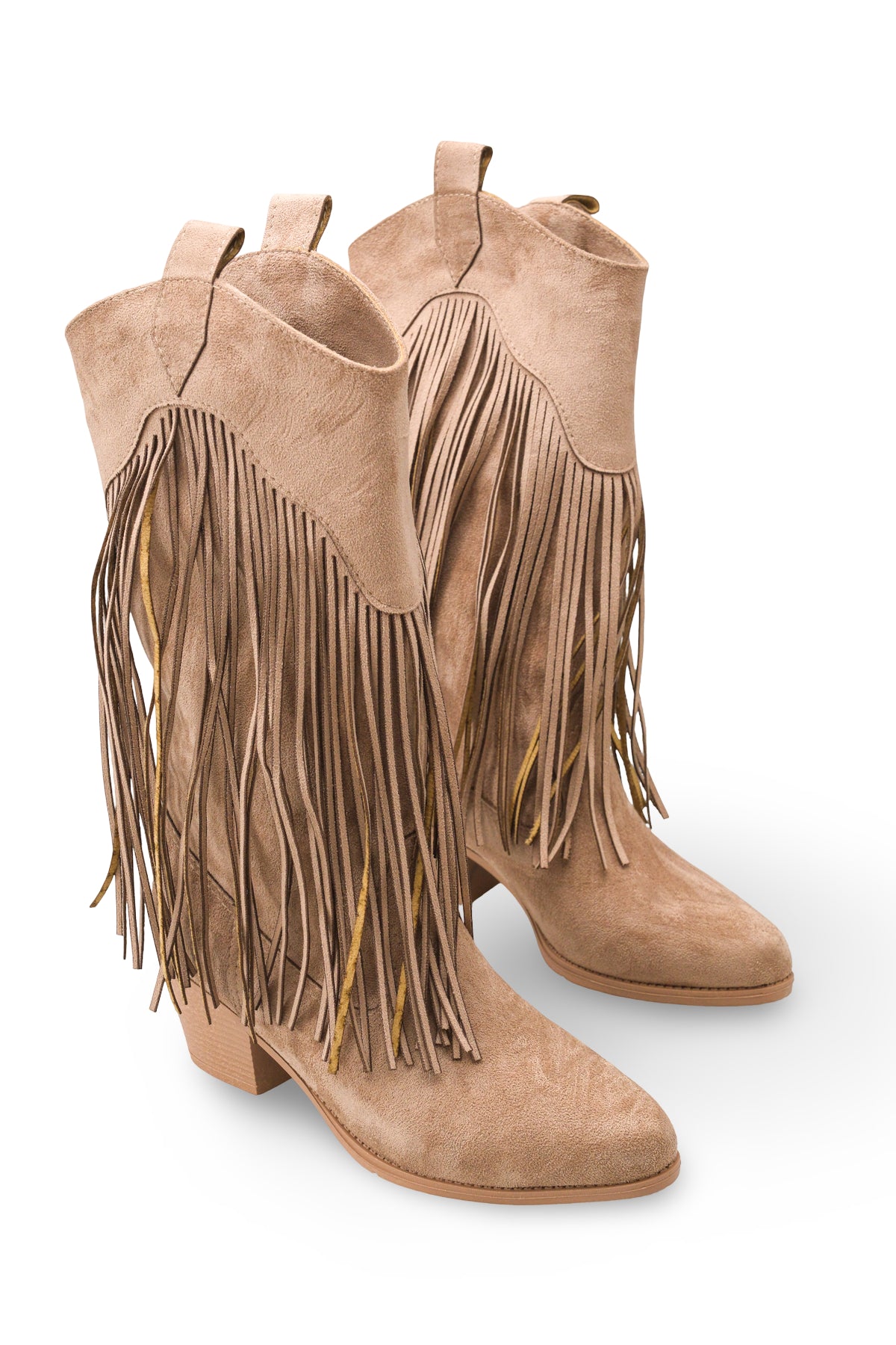 Riccon Phoebe Diva Kadın Püsküllü Western Çizme 0012897 Vizon Süet