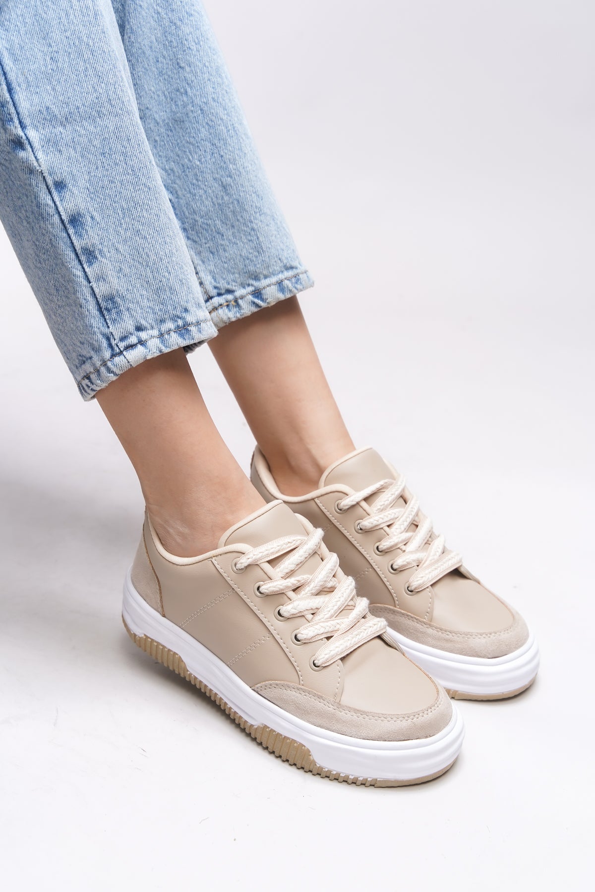Riccon Rosesynora Kadın Sneaker 0012282 Bej - Riccon