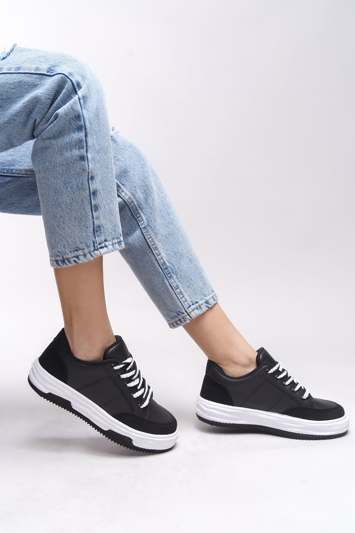 Riccon Rosesynora Kadın Sneaker 0012282 Siyah Beyaz - Riccon