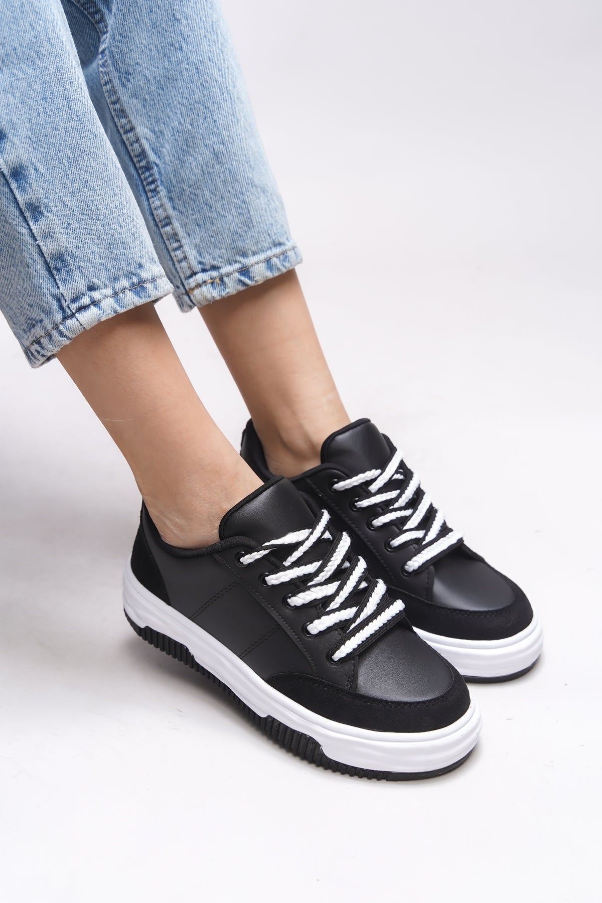Riccon Rosesynora Kadın Sneaker 0012282 Siyah Beyaz - Riccon