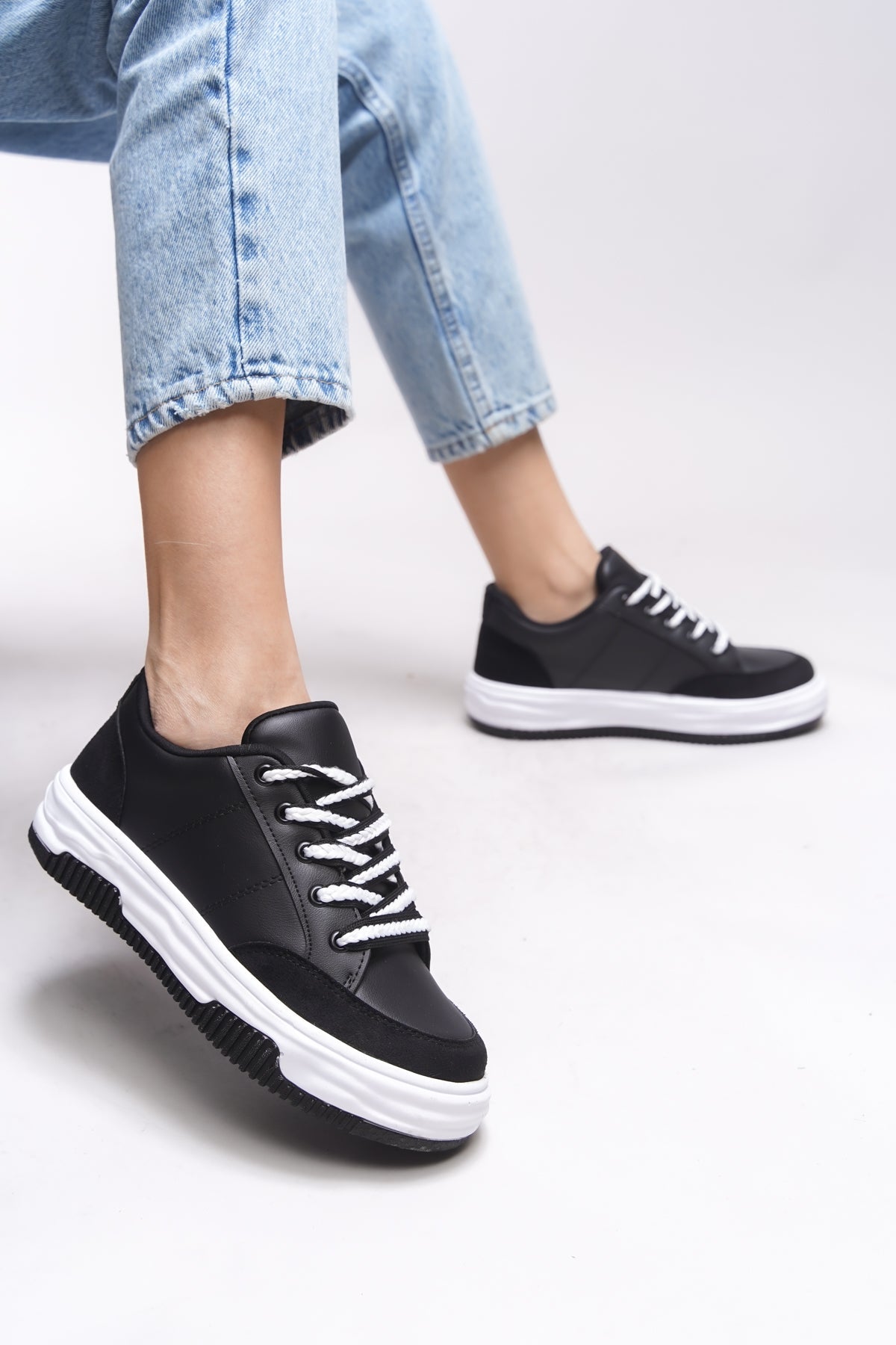 Riccon Rosesynora Kadın Sneaker 0012282 Siyah Beyaz - Riccon
