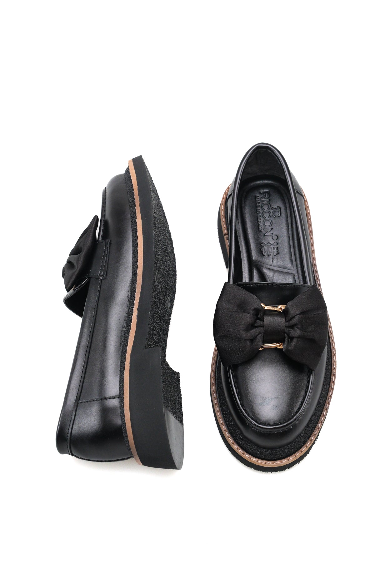 Riccon Siri Amara Kadın Loafer 0012512 Siyah Cilt