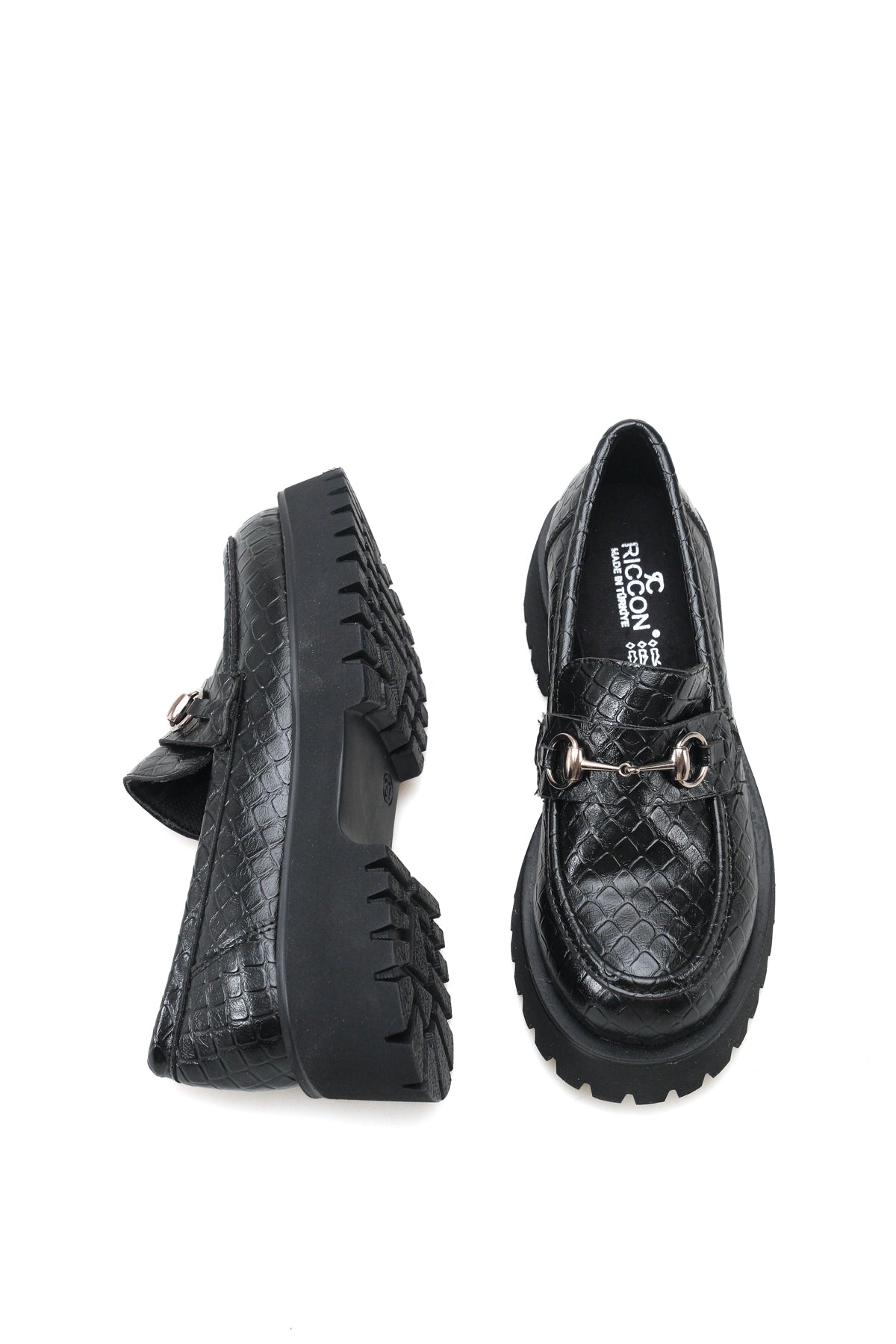 Riccon Siri Viven Kadın Loafer 0012303 Siyah Kroko