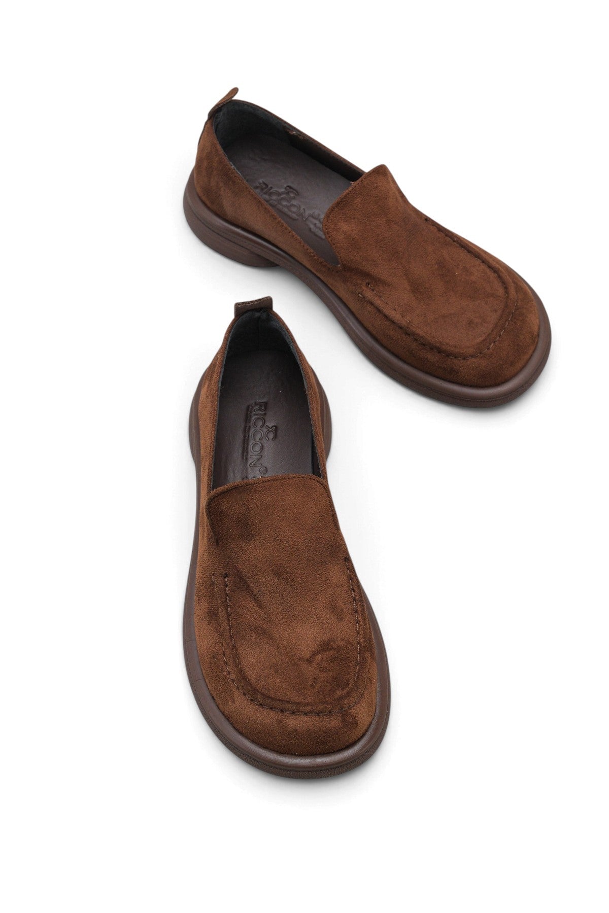 Riccon Talitha Nina Kadın Topuklu Loafer 00121657 Kahverengi Süet
