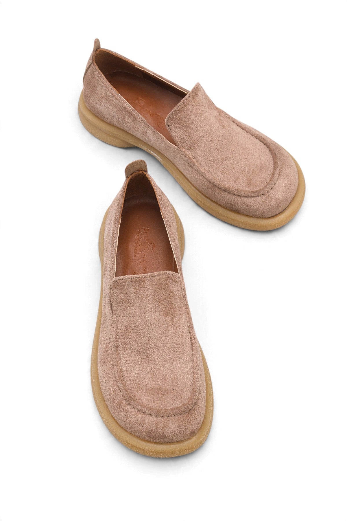 Riccon Talitha Nina Kadın Topuklu Loafer 00121657 Vizon Süet