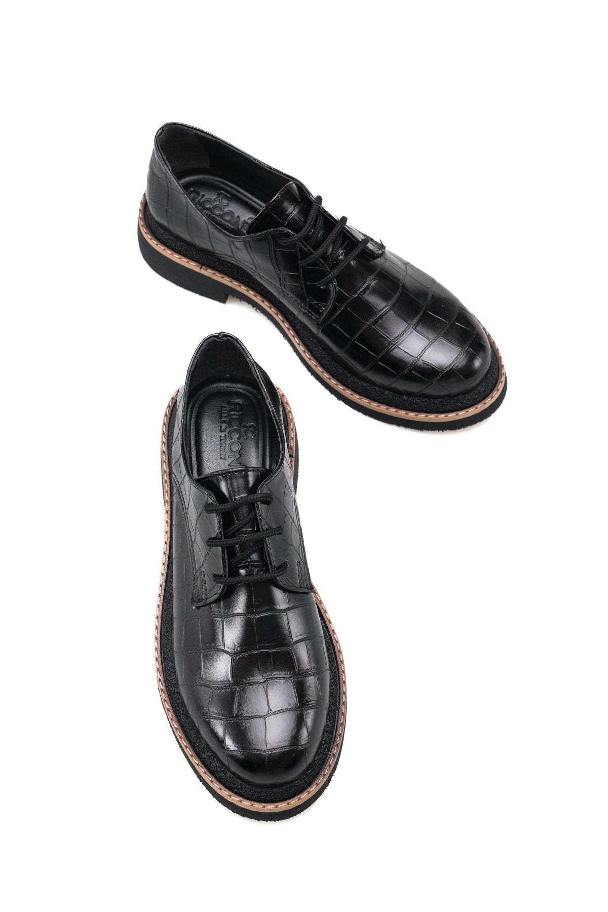 Riccon Talitha Serena Kadın Loafer 0012508 Siyah Kroko
