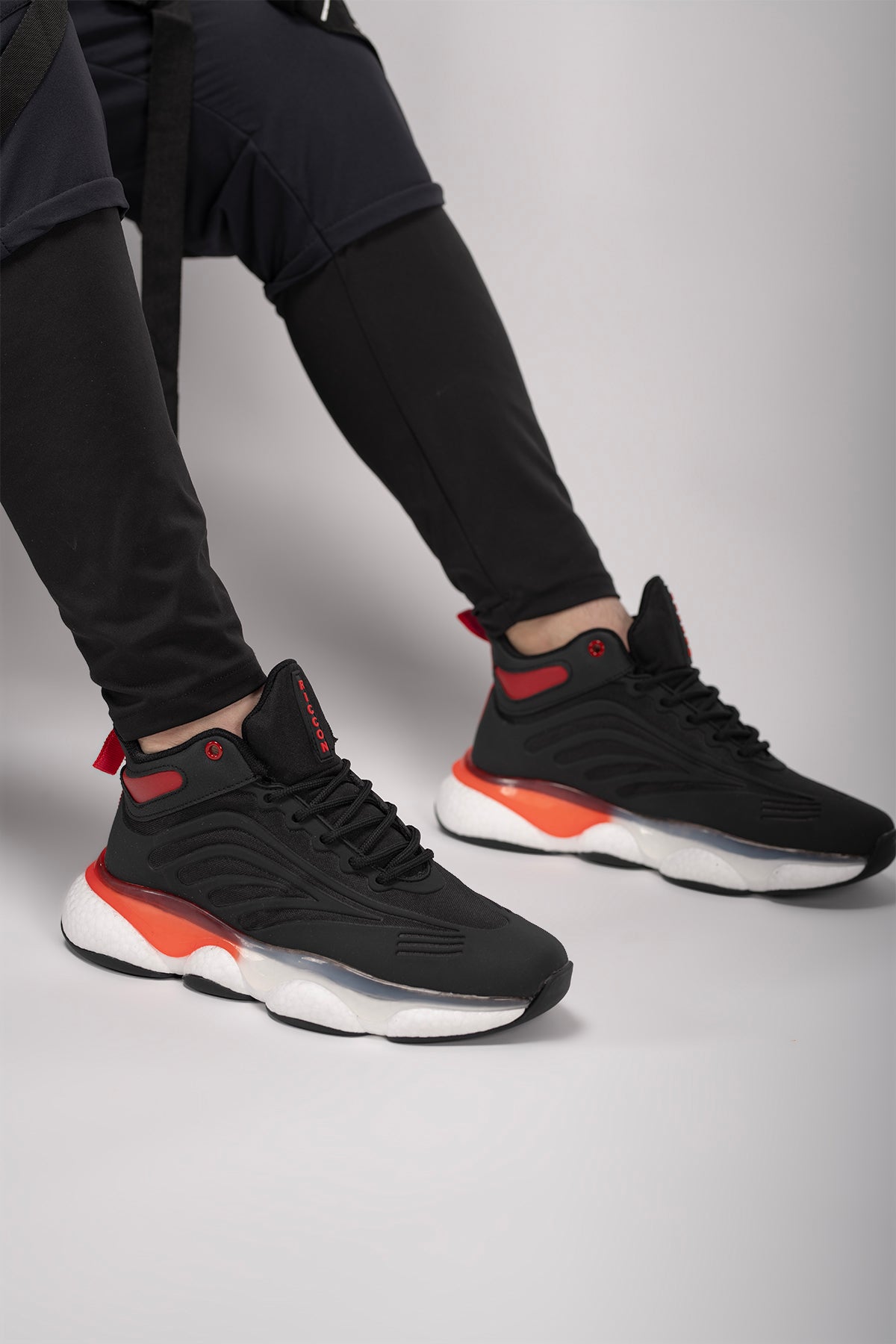 Riccon Tharndaer Erkek Sneaker Bot 0012420 Siyah Kırmızı - Riccon