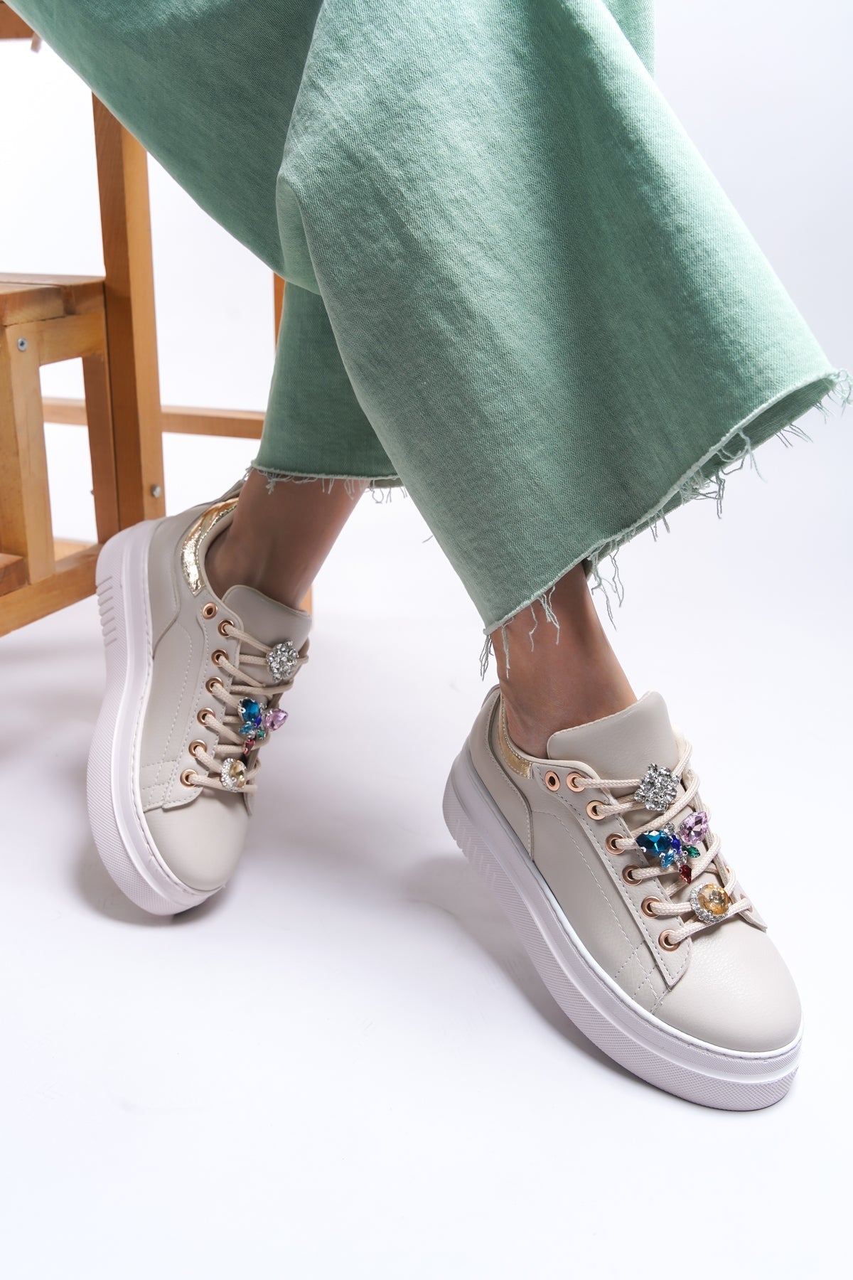 Riccon Thyllone Kadın Sneaker 00125189 Bej - Riccon