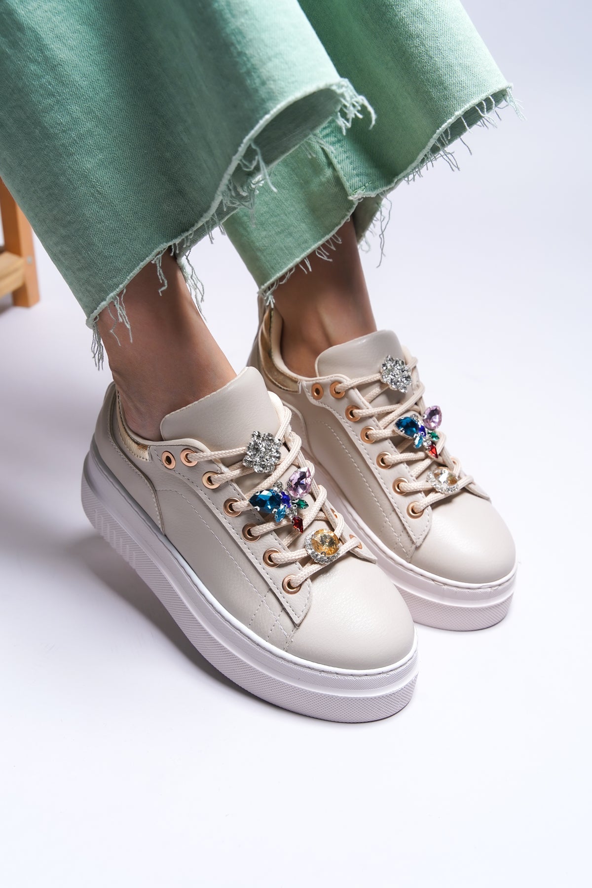 Riccon Thyllone Kadın Sneaker 00125189 Bej - Riccon