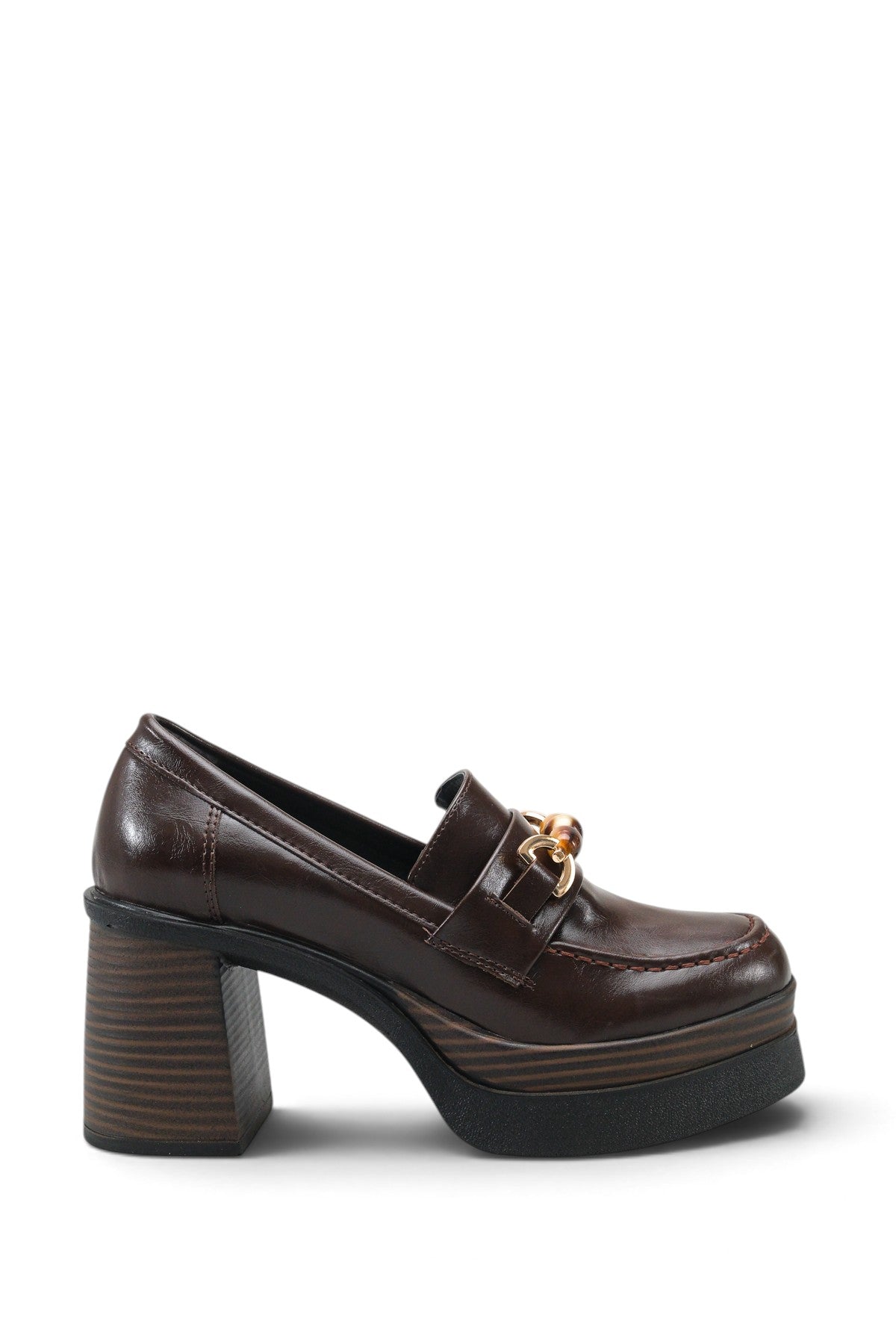 Riccon Vesper Luce Kadın Topuklu Loafer 0012593 Kahverengi Rustik