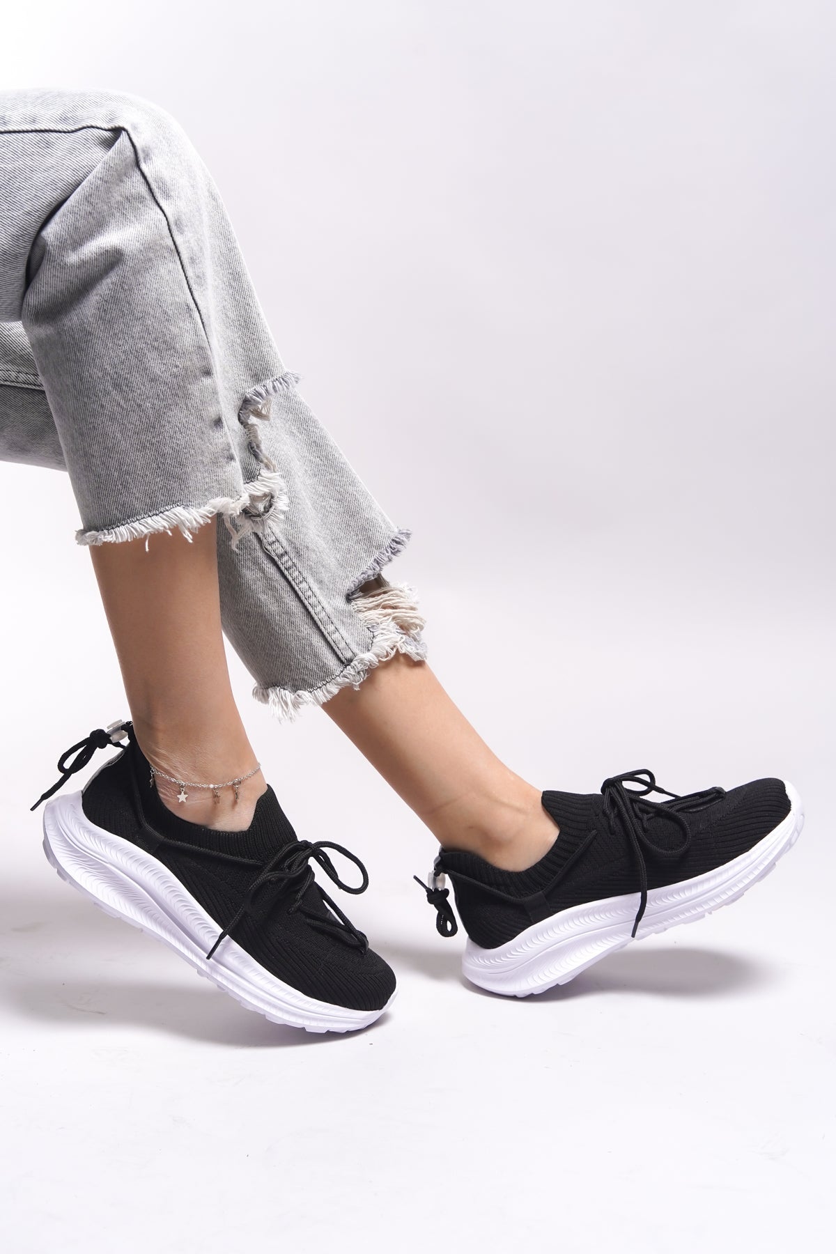 Riccon Wafserin Kadın Sneaker 00125191 Siyah Beyaz - Riccon