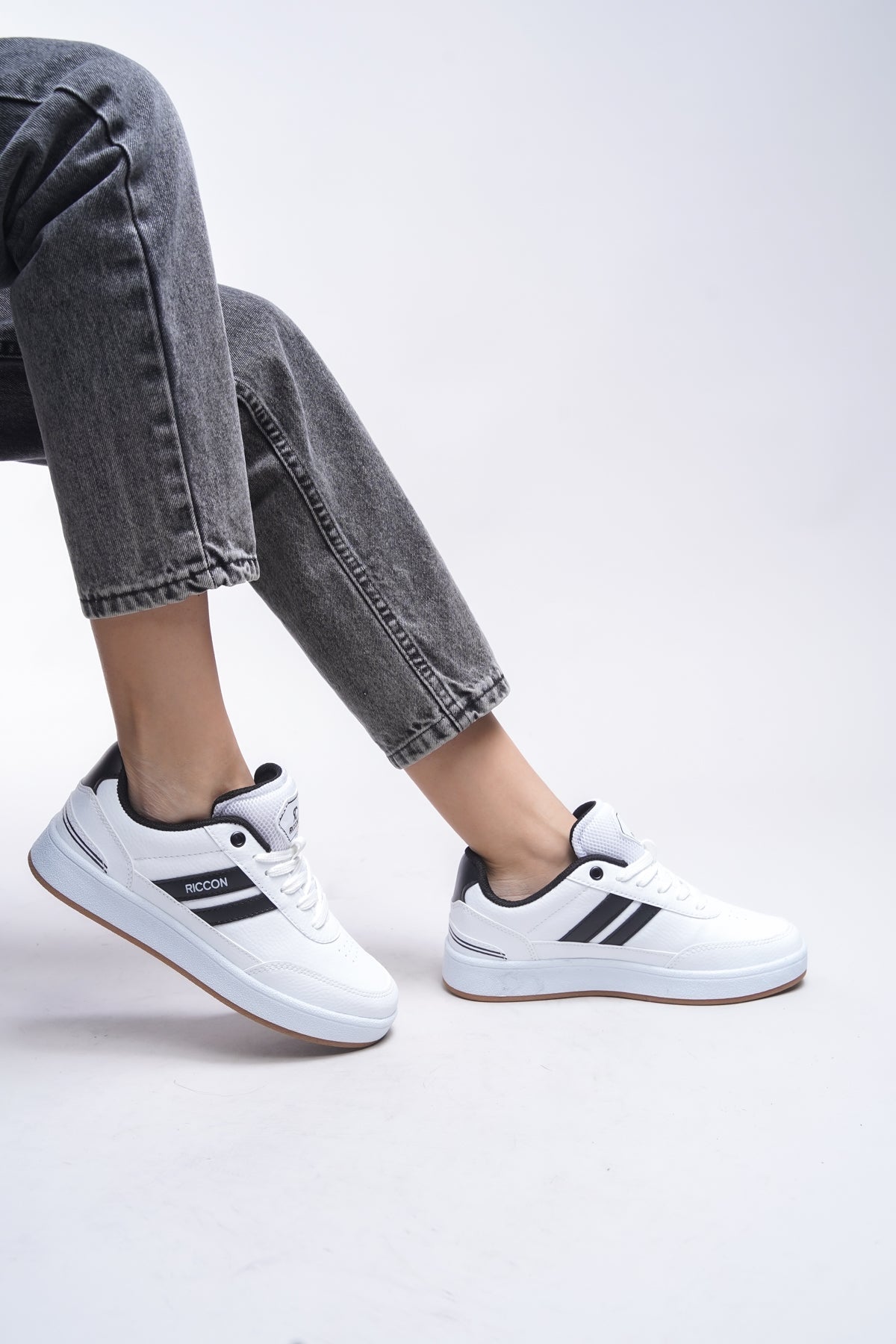 Riccon Zraudan Unisex Snekaer 001234 Beyaz Siyah Krep - Riccon