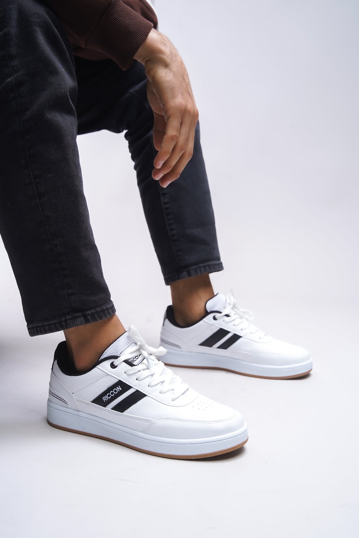 Riccon Zraudan Unisex Snekaer 001234 Beyaz Siyah Krep - Riccon