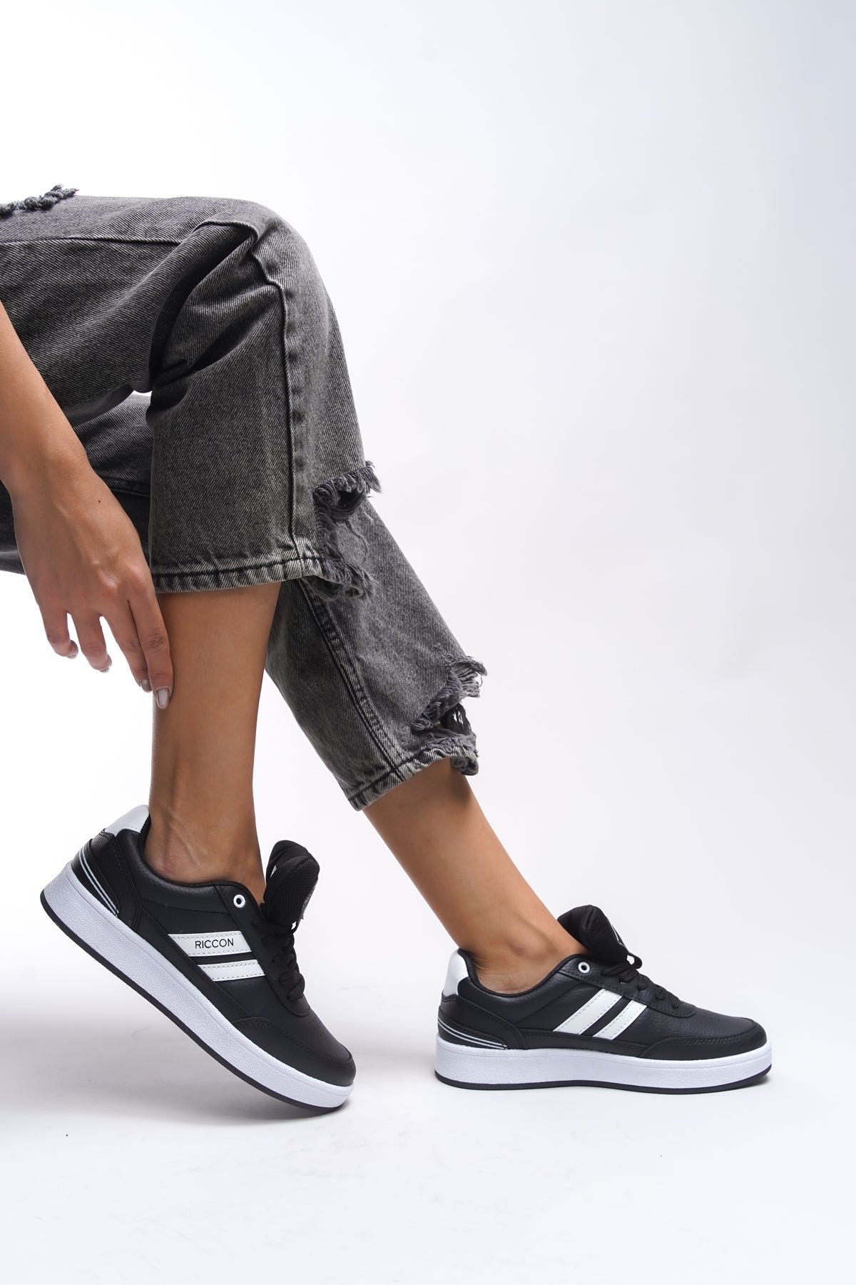 Riccon Zraudan Unisex Snekaer 001234 Siyah Beyaz - Riccon