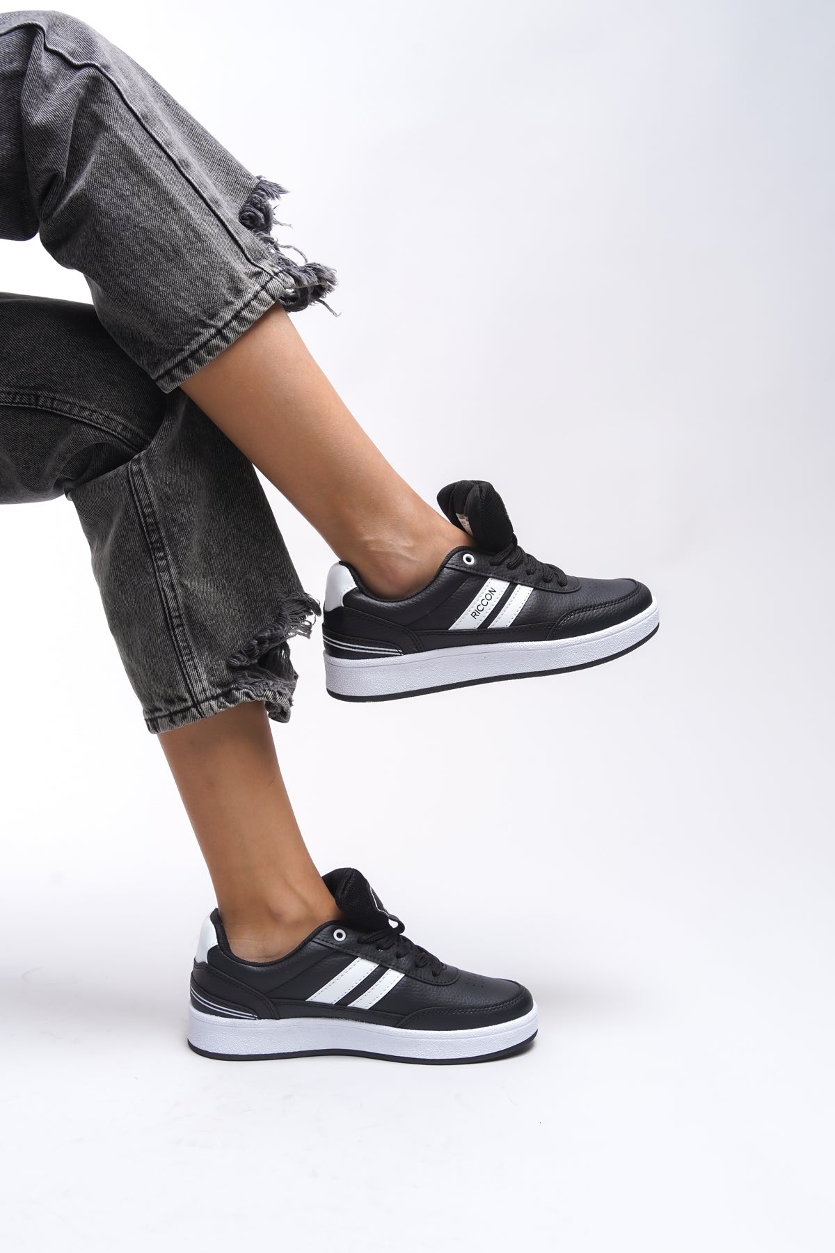 Riccon Zraudan Unisex Snekaer 001234 Siyah Beyaz - Riccon