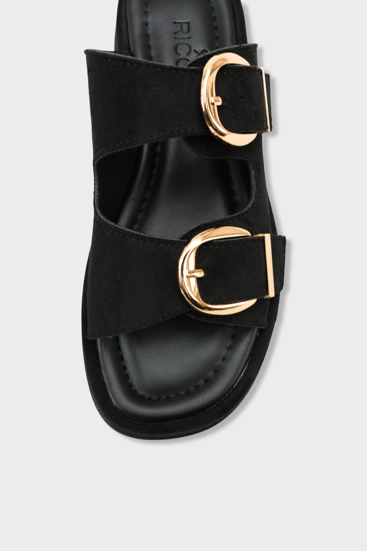 Riccon Kadın Çift Tokalı Terlik 0012683 Siyah Süet