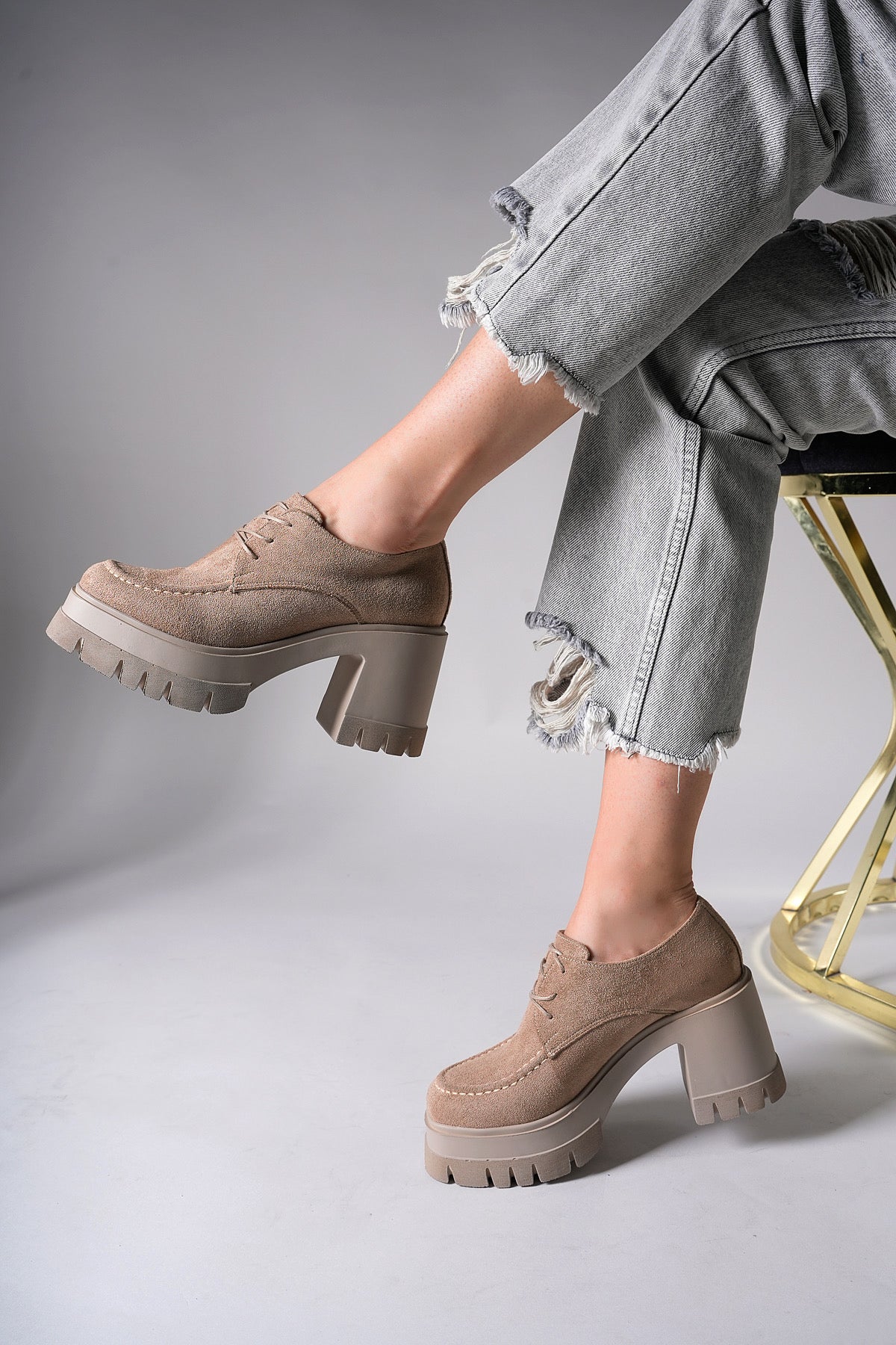 Riccon Enyfsera Kadın Loafer 0012507 Vizon Süet