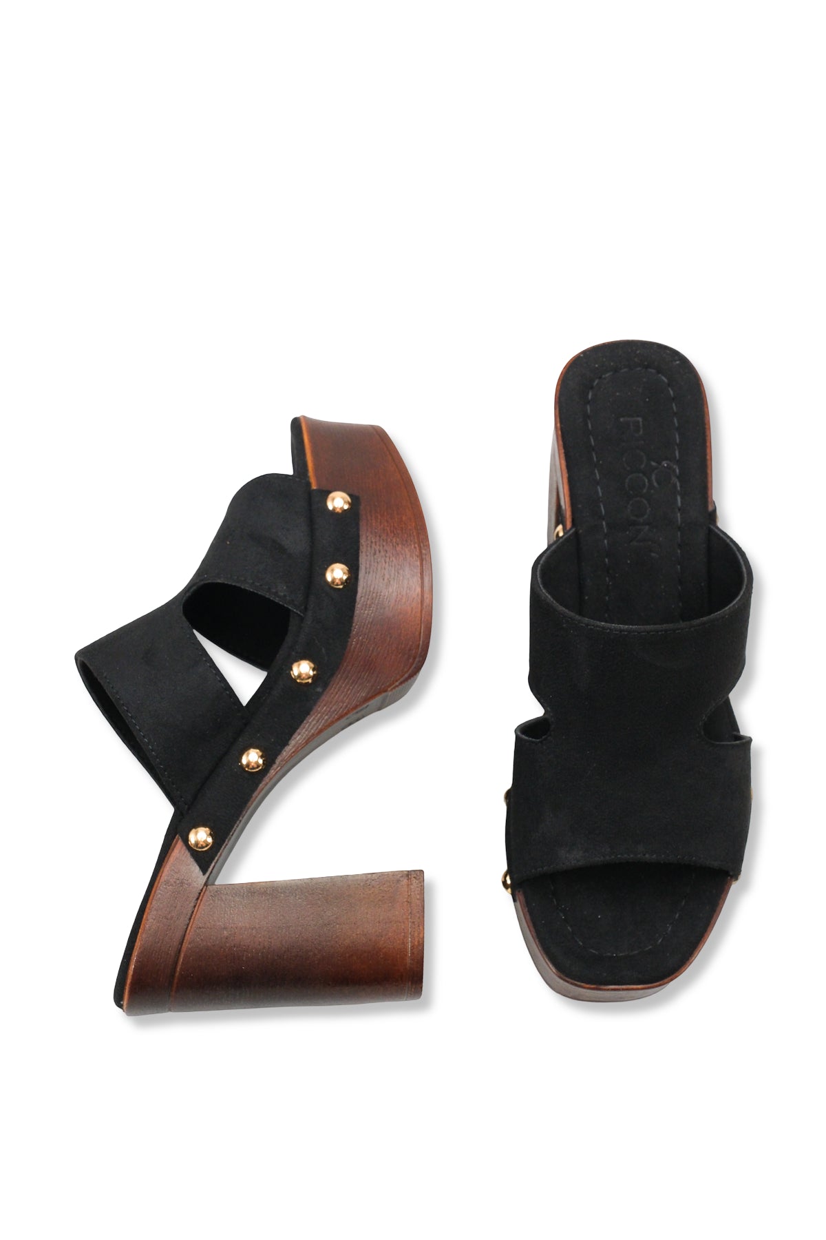 Riccon Kadın Topuklu Terlik 0012778 Siyah Süet