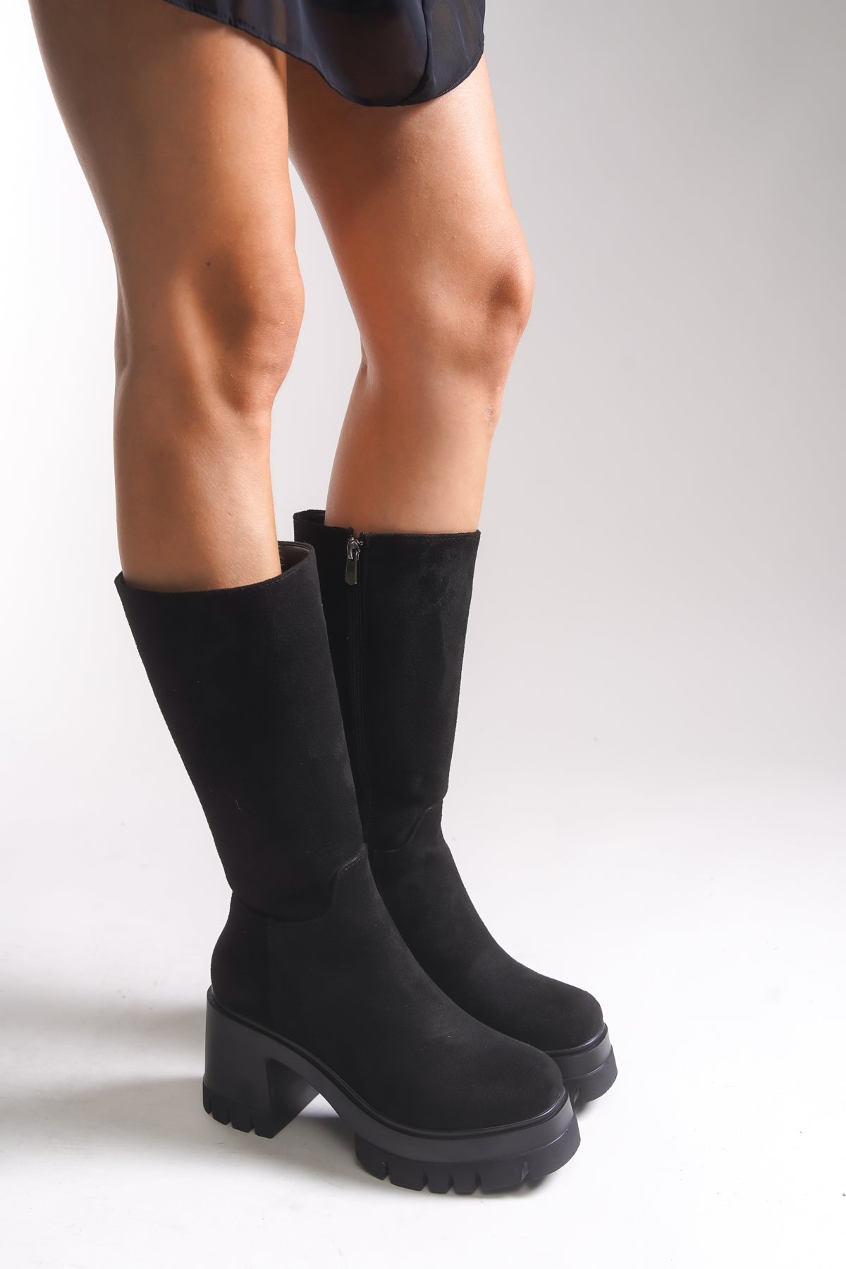 Riccon Lvamel Kadın Diz Altı Topuklu Çizme 0012501