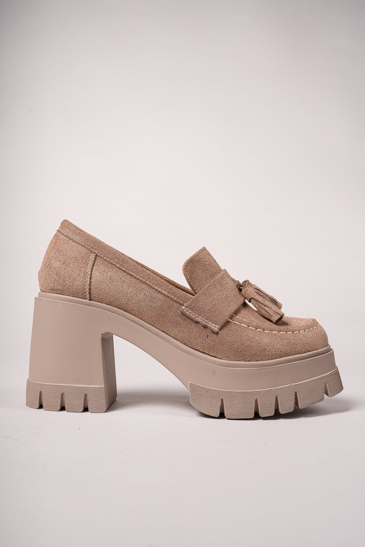 Riccon Aendorei Kadın Loafer 0012509 Vizon Süet
