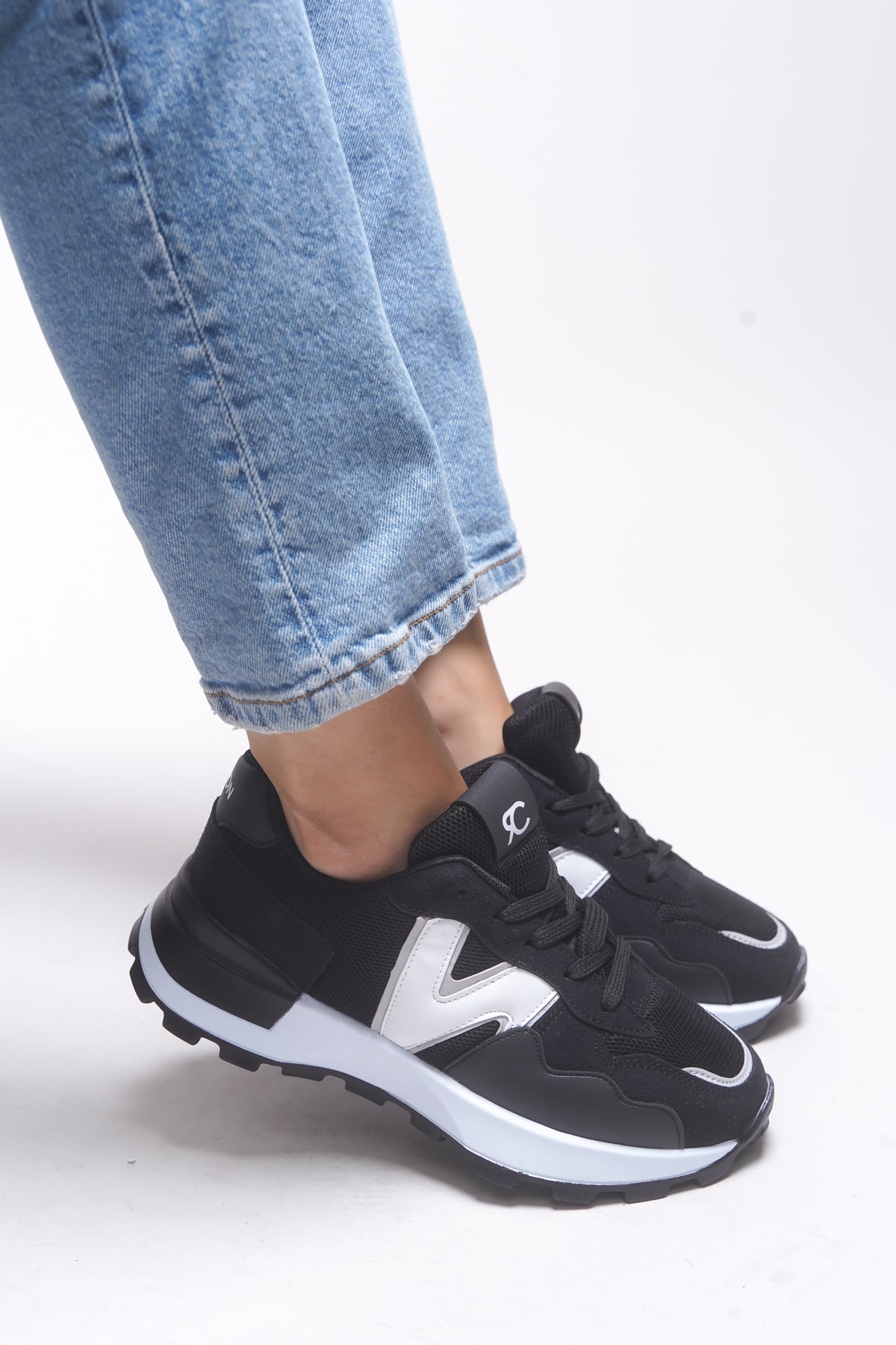 Riccon Rosatora Kadın Sneaker 001210 Siyah Beyaz