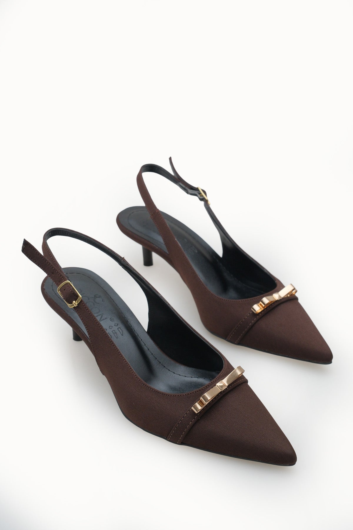 Riccon Kadın Sivri Burunlu Arkası Açık İnce Topuklu Ayakkabı 0012205 Mat Kahverengi