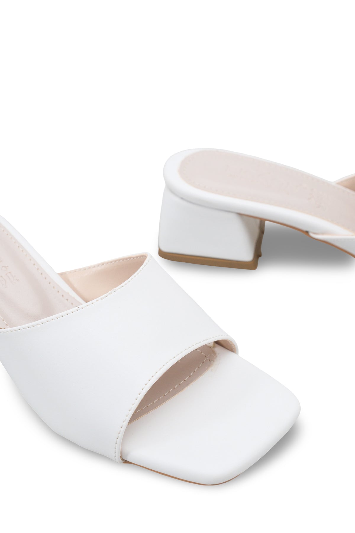 Riccon Kadın Topuklu Terlik 0012200 Beyaz Cilt