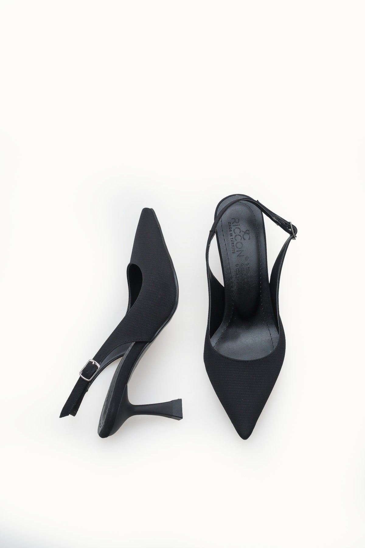 Riccon Kadın Sivri Burunlu Arkası Açık İnce Topuklu Ayakkabı 0012720 Siyah Kroko