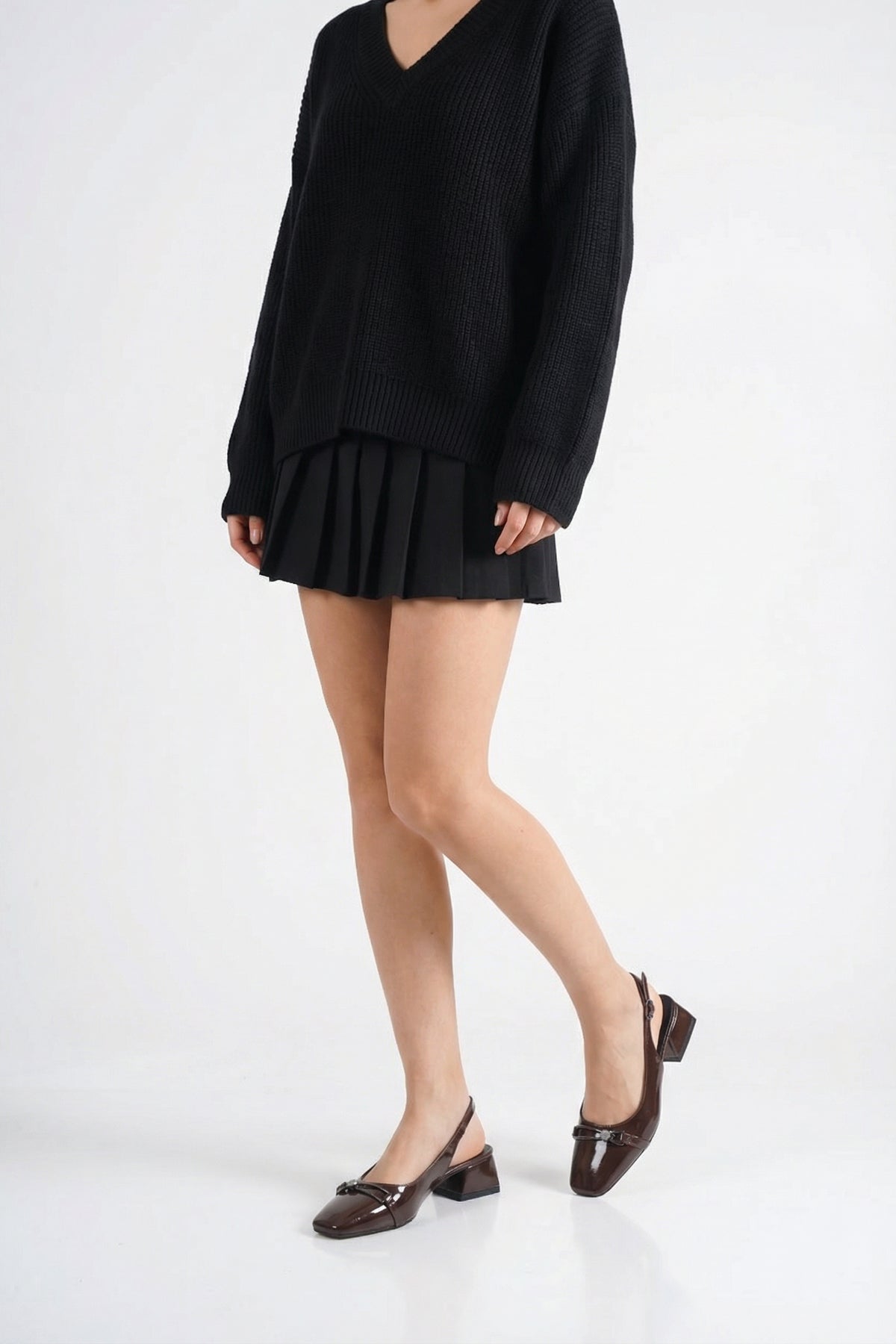 Riccon Kadın Arkası Açık Topuklu Ayakkabı 00121002 Kahverengi Rugan