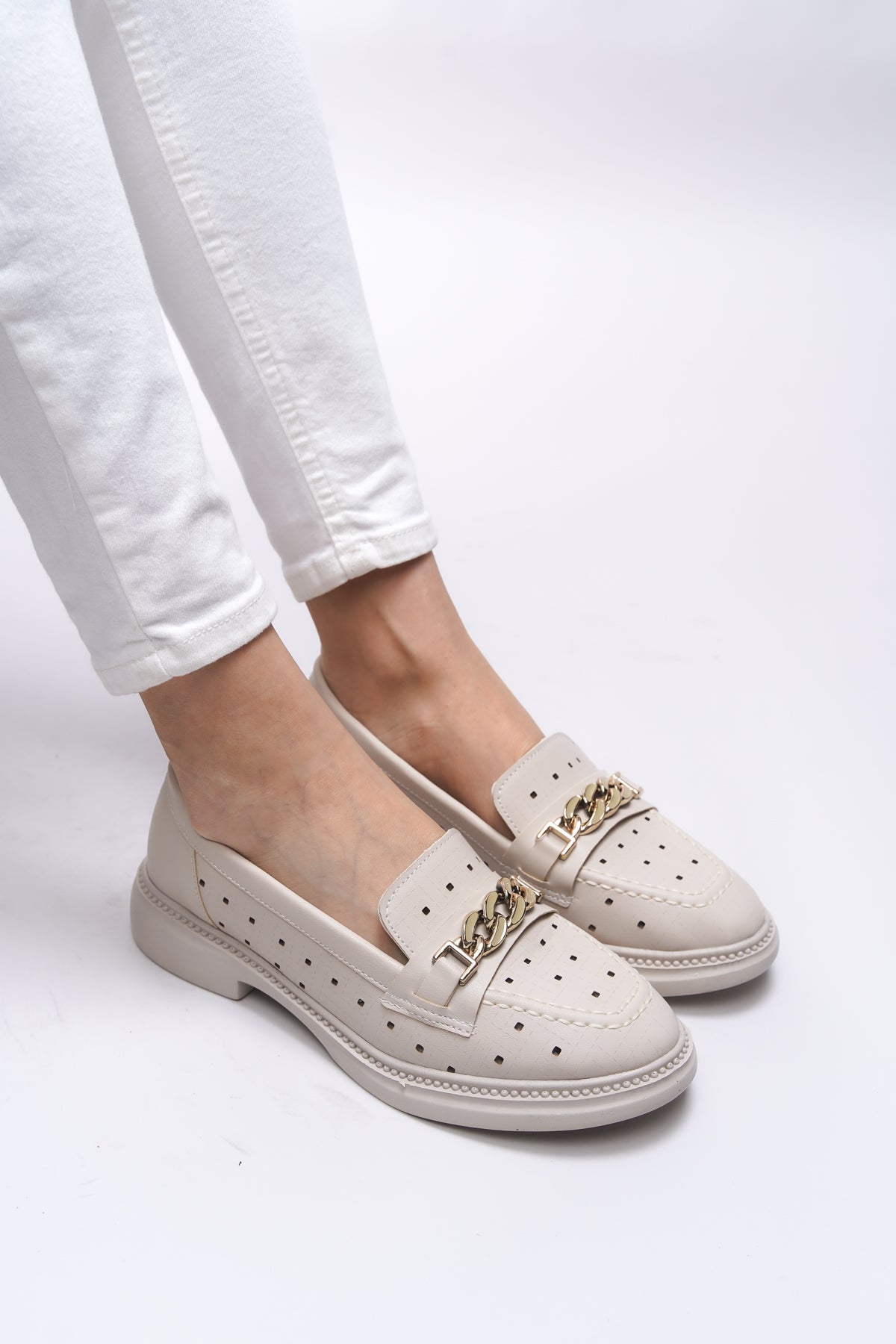 Riccon Jessimyra Kadın Loafer 0012454 Ten Cilt