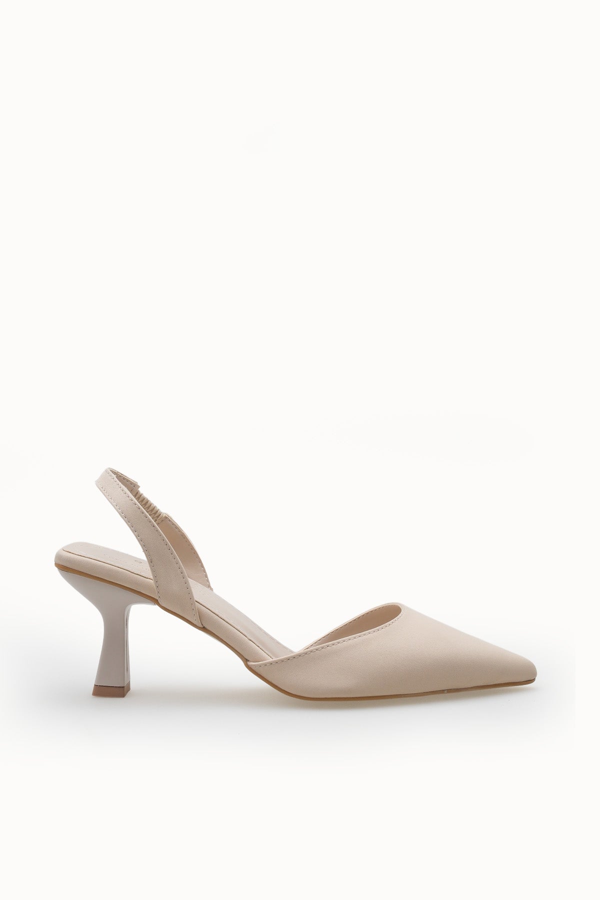 Riccon Kadın Sivri Burunlu Arkası Açık İnce Topuklu Ayakkabı 001206 Mat Ten