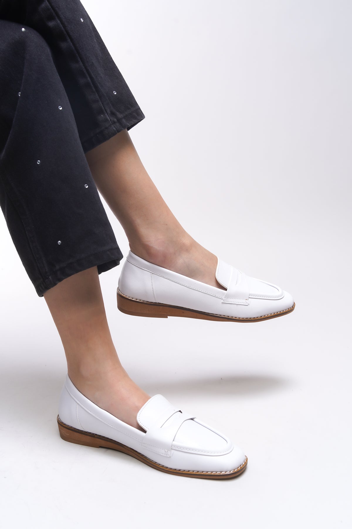 Riccon Aviraele Kadın Loafer 0012200 Beyaz Cilt