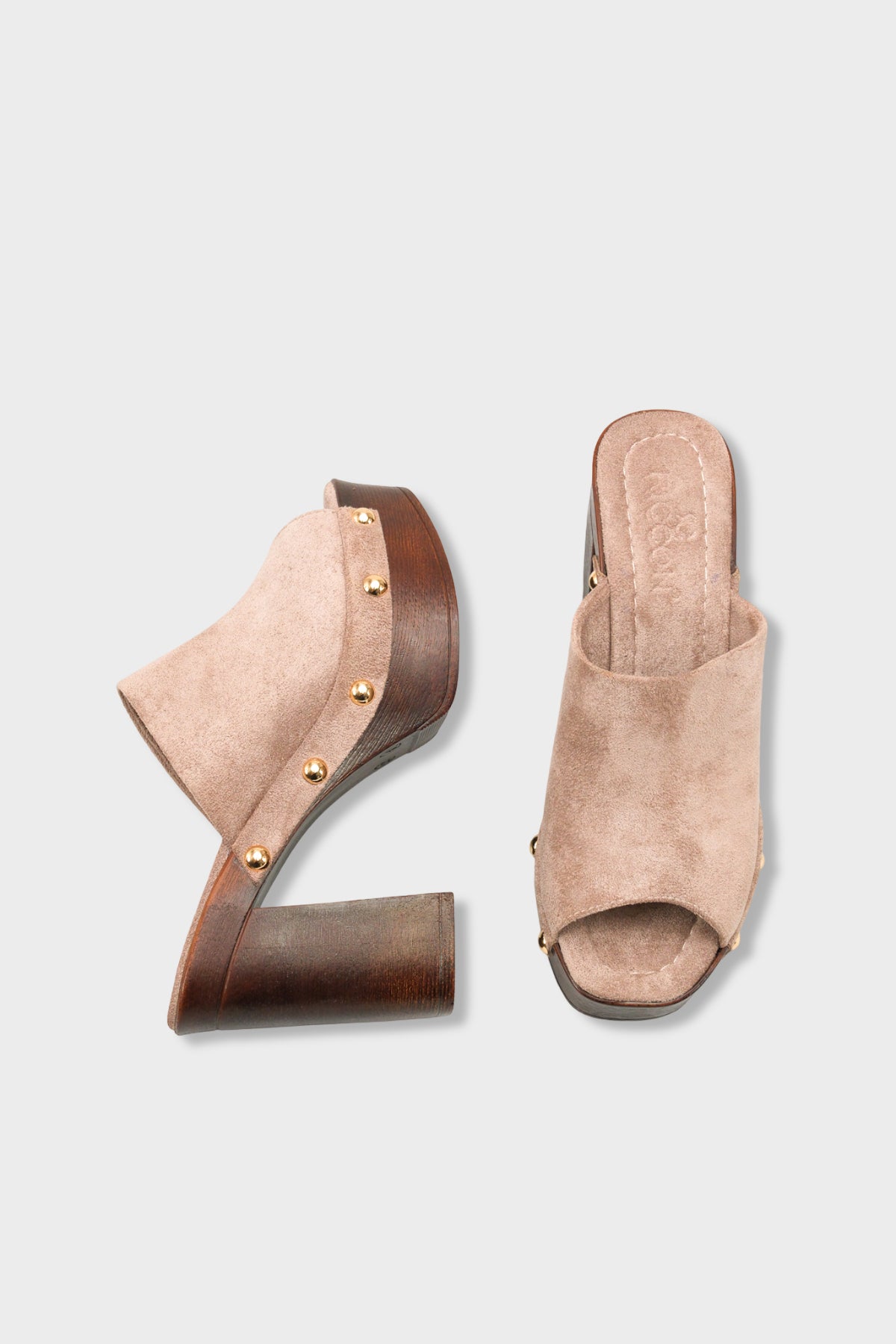 Riccon Kadın Topuklu Terlik 0012775 Vizon Süet