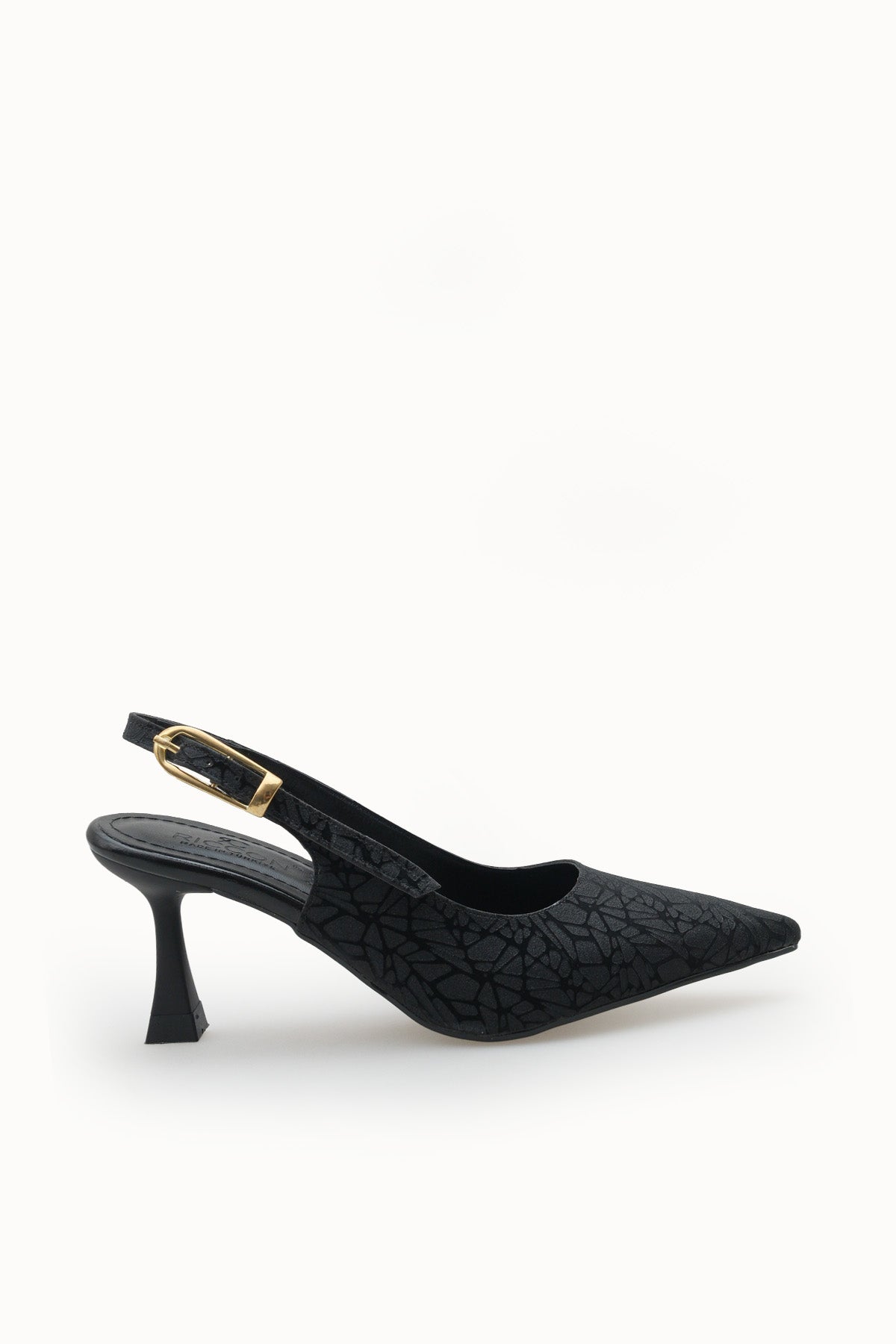 Riccon Ysalaela Kadın Arkası Açık Sivri Burun Stiletto 0012700 Siyah Dokulu